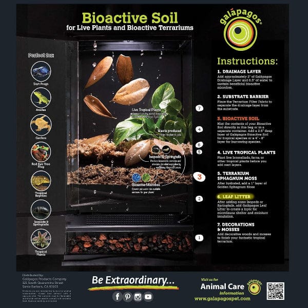 Organic Galápagos Magnolia Leaf Litter for Terrariums - Natural Substrate for Reptiles, Amphibians & Bioactive Vivariums - Perfect for Habitat Enrichment & Egg-Laying Areas
