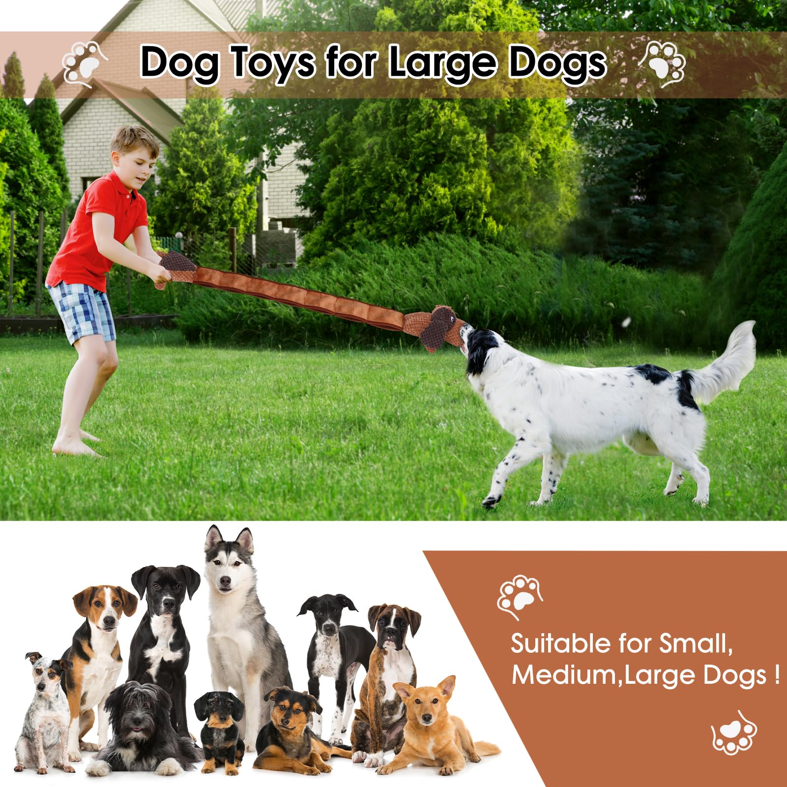 **Durable Squeaky Plush Dog Toys for Large, Medium & Small Dogs - Interactive Chew & Tug of War Pet Toys with Squeaker & Crinkle Paper - Perfect for Playtime, Training & Bonding**