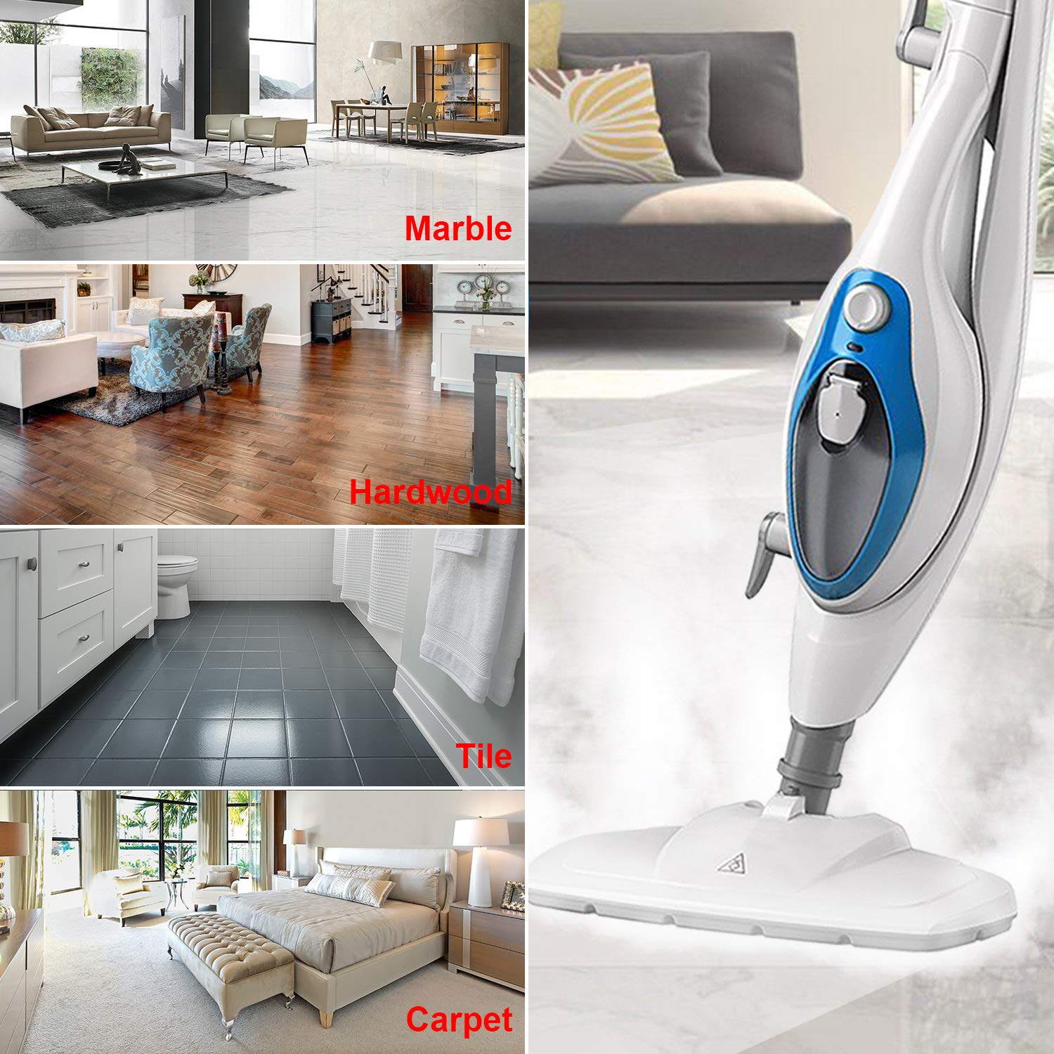 4 Pack Microfiber Replacement Steam Mop Pads for PurSteam ThermaPro 10-in-1 - Super Absorbent Washable Pads for Deep Cleaning Floors, Tiles & Hardwood Surfaces - Perfect for Kitchen, Bathroom & Pet Hair Removal