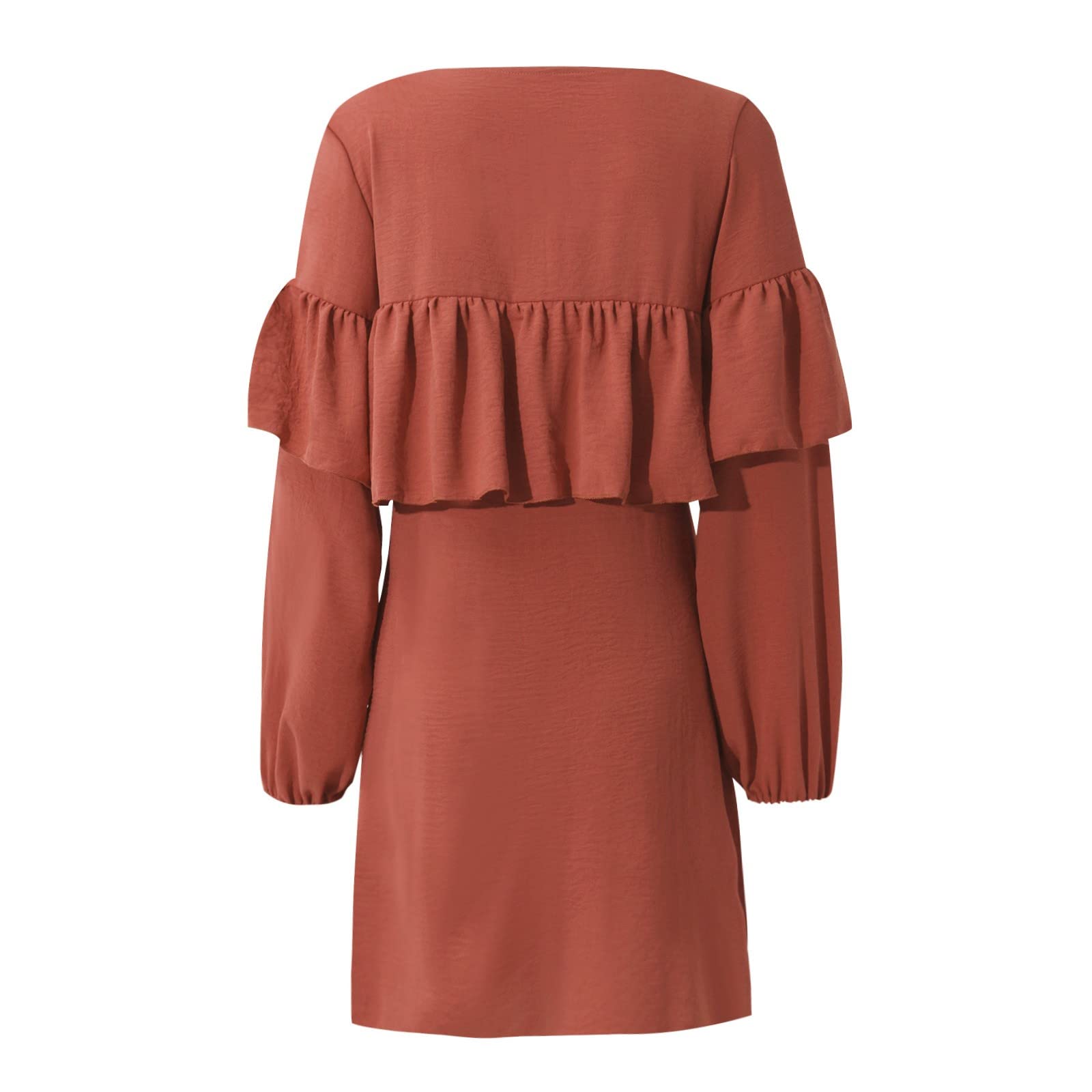 Women's Solid Color Long Sleeve Pleated Dress - Loose Waist Sexy Travel Outfit for Casual & Formal Occasions | Perfect for Vacations, Dates & Office Wear 2023