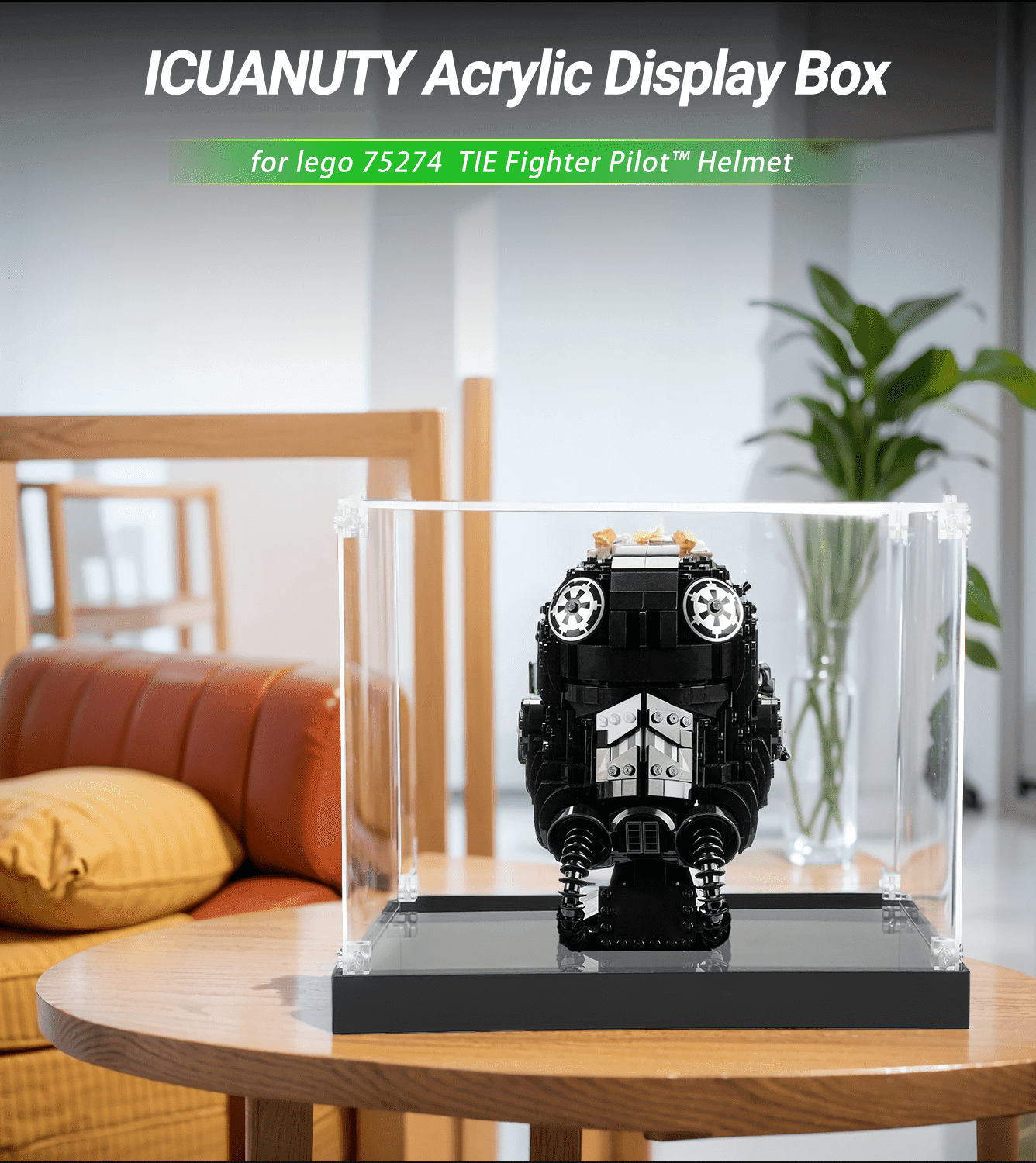 Lego Star Wars TIE Fighter Pilot Helmet 75274 Display Case - Premium Acrylic Showcase for Collectible Minifigure Headgear | Perfect for Home Decor, Office Display & Gift for Star Wars Fans