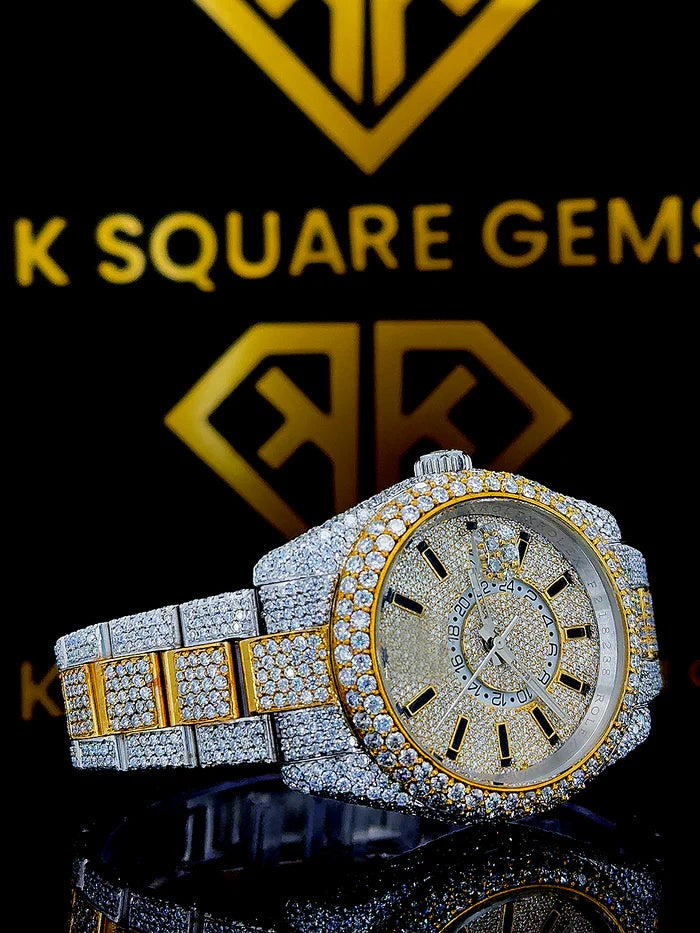 Luxury Moissanite Iced Out Men's Watch with Swiss Automatic Movement - Perfect for Formal Events, Parties & Gifting