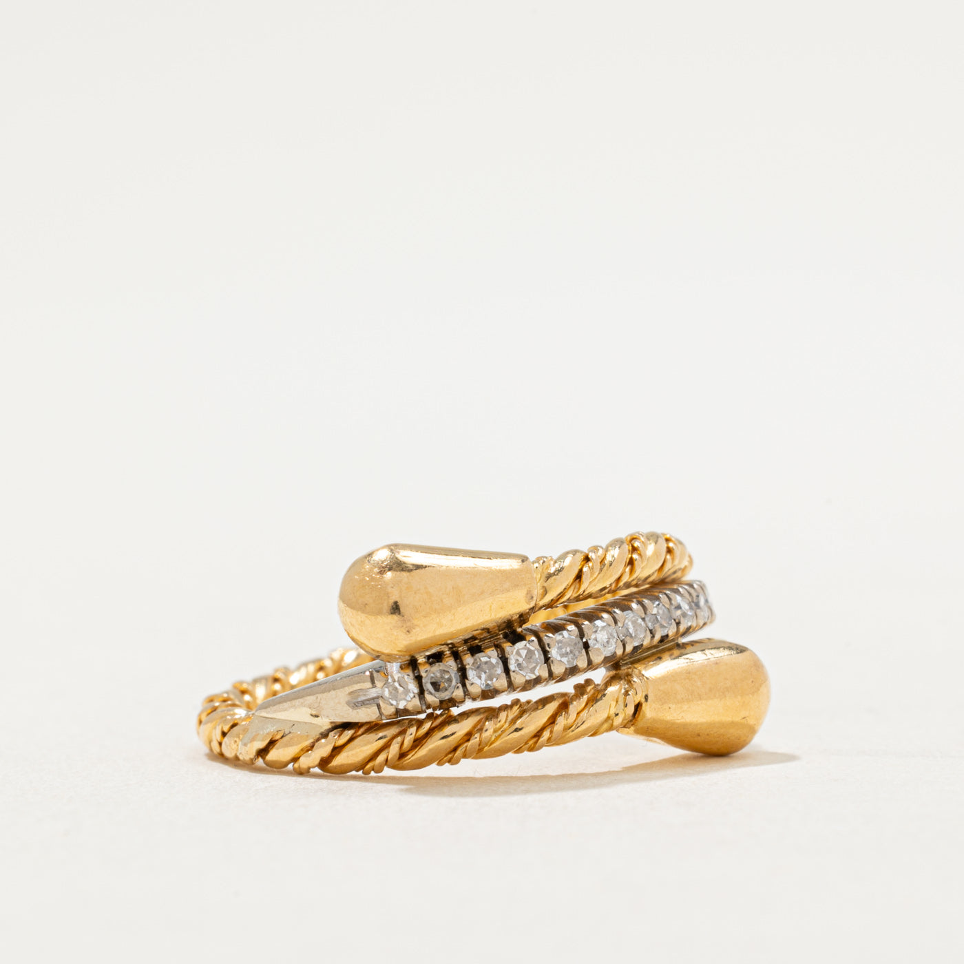0.11ctw Diamond Wrap Rope Ring - Size 6.75 | Elegant Stackable Wedding Band for Women | Perfect for Engagement, Anniversary & Special Occasions