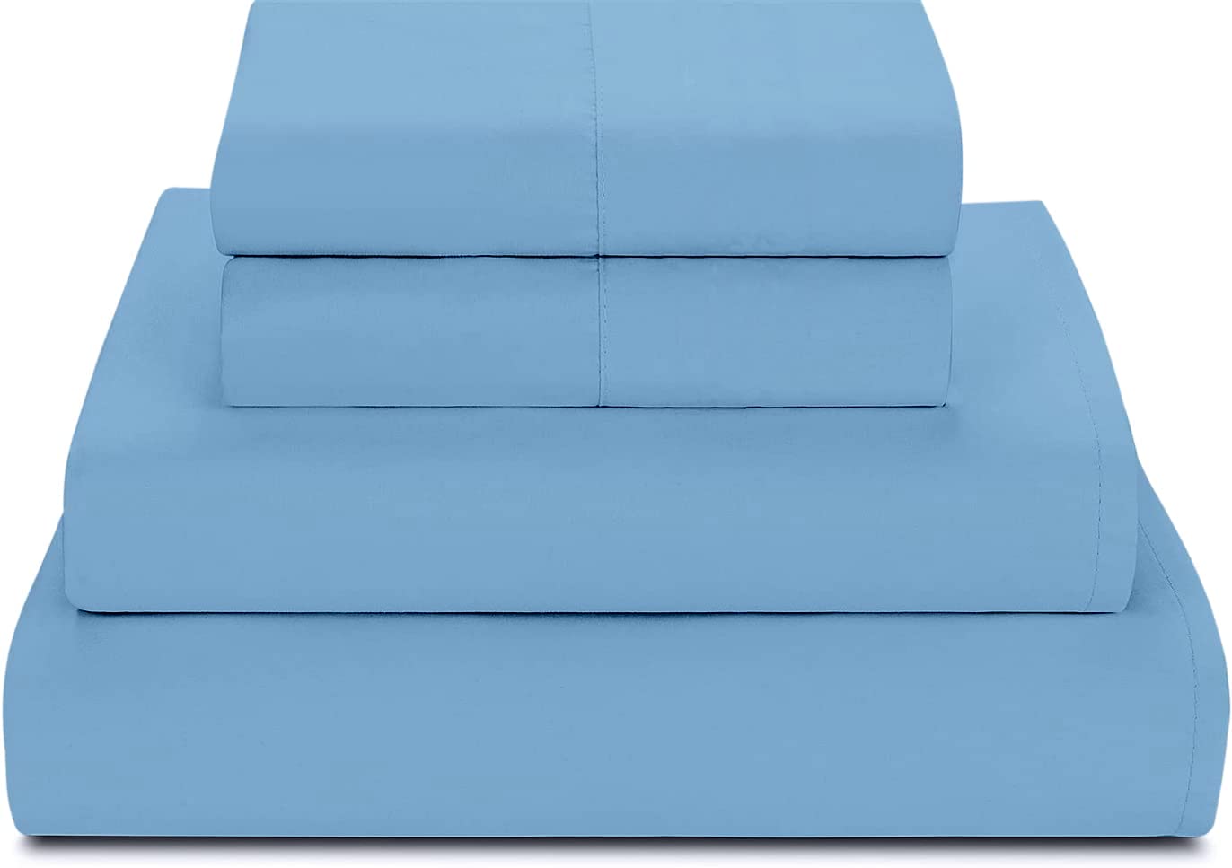 Premium 800 Thread Count 100% Egyptian Cotton 4-Piece Sheet Set - Luxuriously Soft & Breathable Sateen Weave with Deep Pockets | Custom Size (Sky Blue) for King/Queen Beds - Perfect for Hotels, Guest Rooms & Upscale Bedrooms