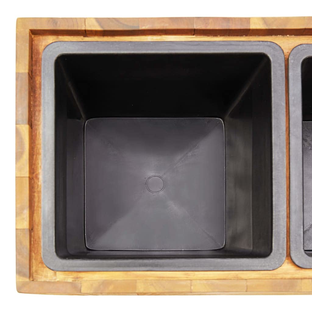 Premium Rectangular Flower Pot Set - 3 Solid Acacia Wood Planters for Indoor & Outdoor Use | Patio, Deck, Balcony, Garden Raised Bed | Perfect for Home Decor, Gardening & Landscaping