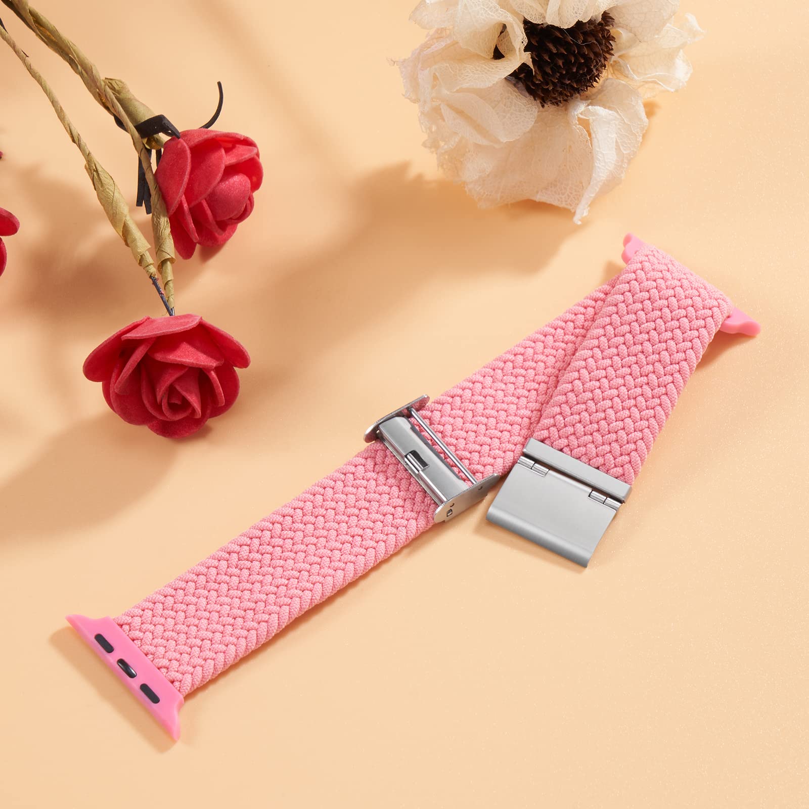 Braided Nylon Apple Watch Bands for Series 9/8/7/6/5/4/3/2/SE/Ultra/Ultra 2 - Adjustable Breathable Strap for 38mm 40mm 41mm 42mm 44mm 45mm 49mm - Comfortable Elastic Replacement Wristband for Men & Women | Perfect for Workouts, Running & Everyday Wear