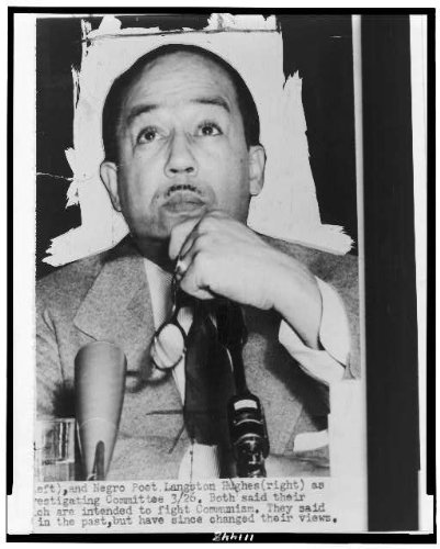 Vintage Photo of Langston Hughes at Microphones 1960 - Rare Historical Black & White Portrait for Collectors, Educators, and Poetry Enthusiasts - Perfect for Home Decor, Classroom Displays, and Literary Memorabilia Collections