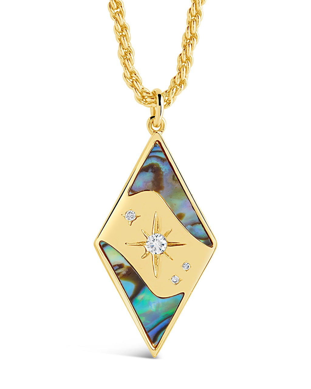 Galaxy CZ & Abalone Shell Pendant Necklace - Elegant Women's Jewelry for Party, Wedding & Everyday Wear