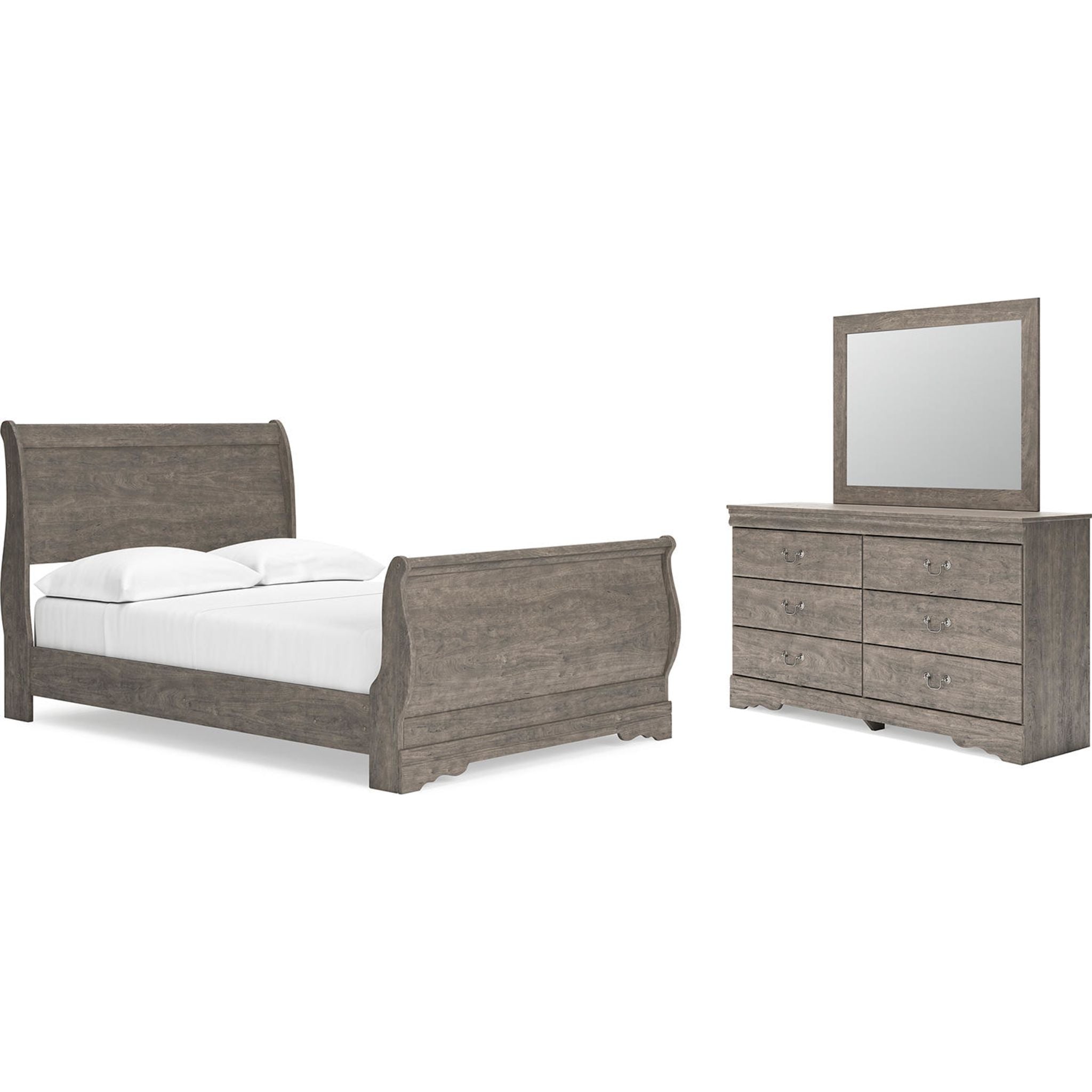 Bayzor 5-Piece Full Bedroom Set in Gray - Modern Bed Frame, Nightstand & Dresser for Cozy Home Decor | Perfect for Master Bedrooms, Guest Rooms & Apartments
