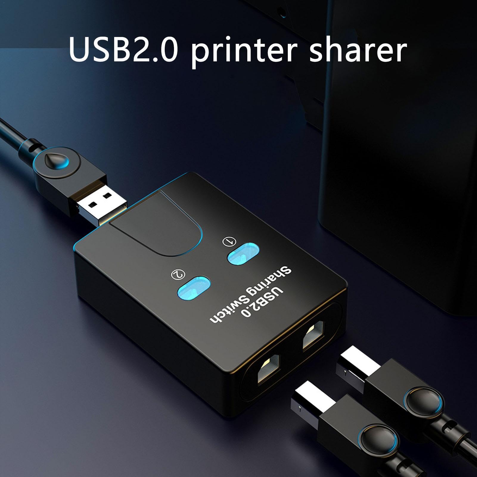 2-Port USB Splitter Switch - USB Sharing Device for Printer & Mouse | High-Speed USB 2.0 Hub, Plug & Play KVM Switch Box | Perfect for Home Office, Gaming Setup & Multi-Device Sharing