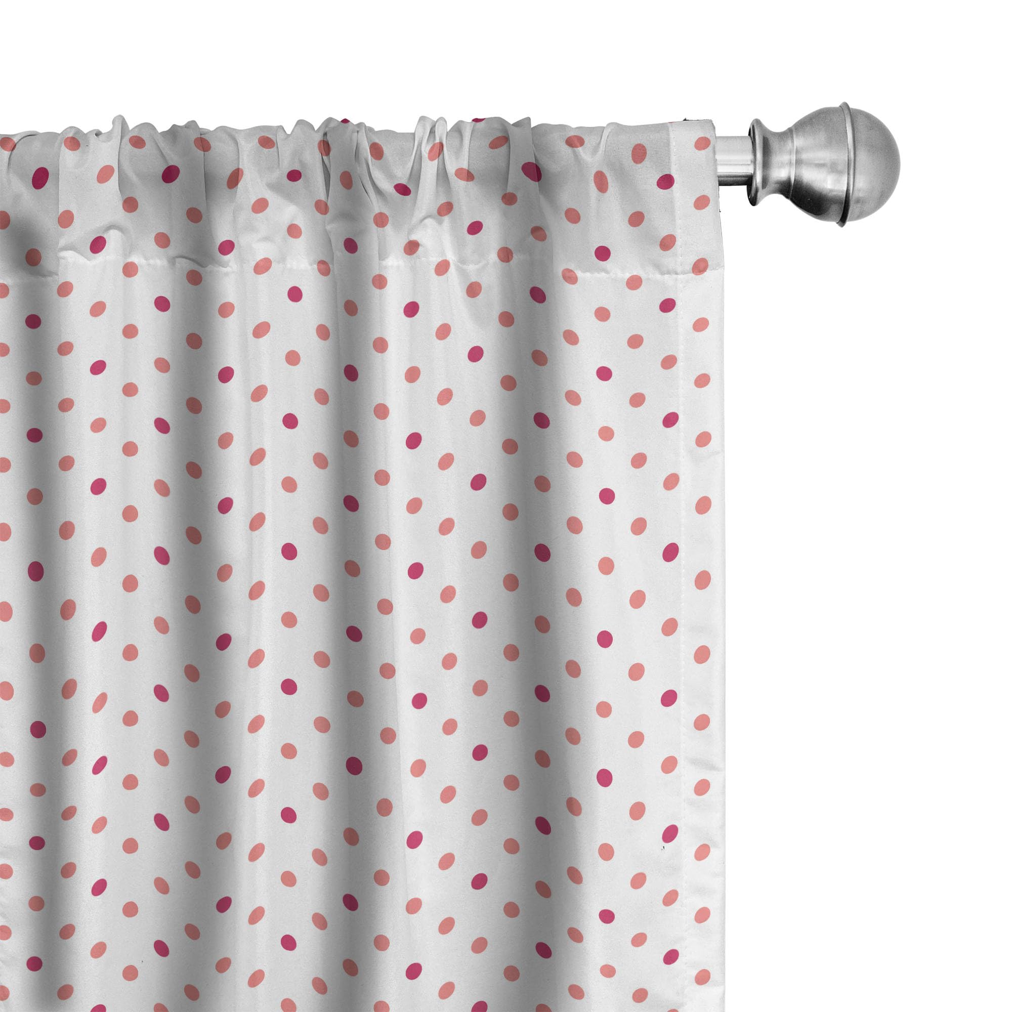 Ambesonne Coral Curtains - Classic Retro Style Pink & White Polka Dot Window Panels (28