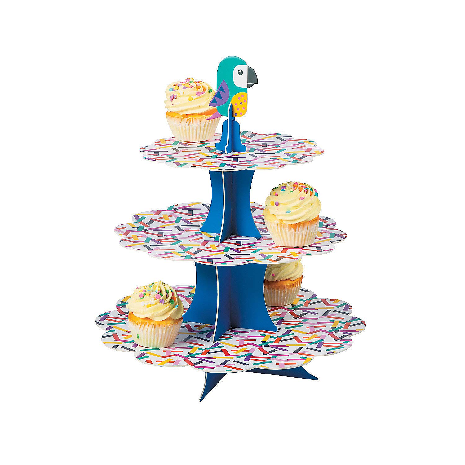 Fun Express Tropical Toucan Paper Cake Stand for Party Decorations - 1 Piece - Perfect for Birthday, Baby Shower & Wedding Dessert Displays
