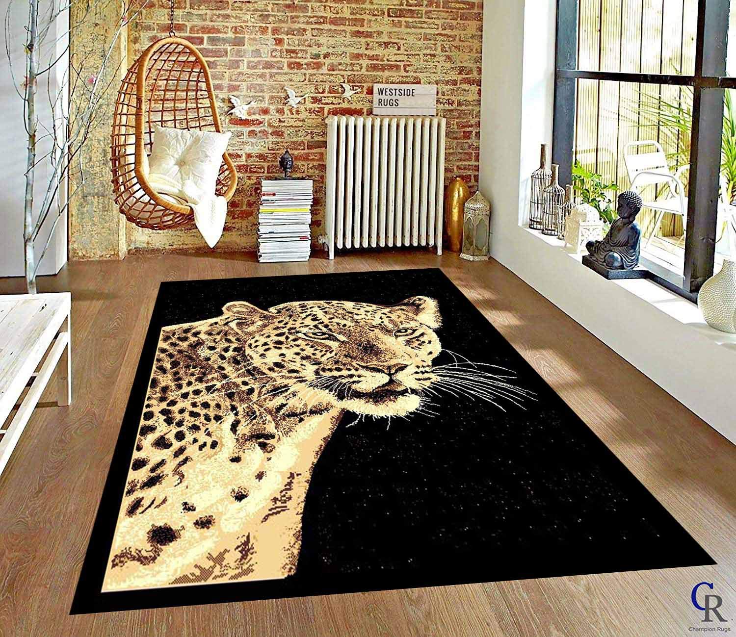 Champion Rugs Modern African Safari Leopard Cheetah Animal Print Carpet - 5'3