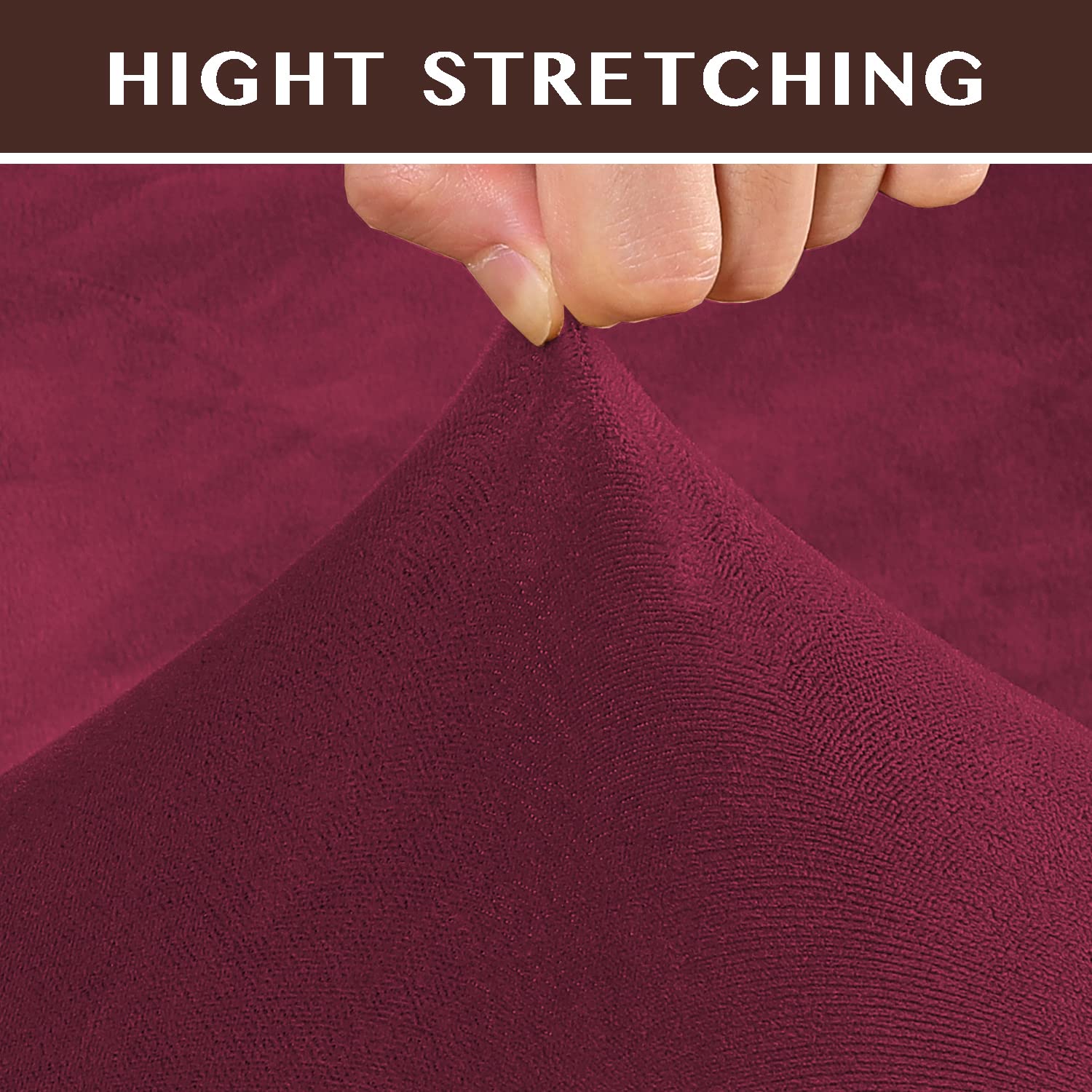 Stretch Velvet Sofa Slipcovers 2-Piece Set - Elastic Thickening T Cushion Covers for 2-Seat Couches (Burgundy) | Perfect for Living Room, Family Room & Home Decor Protection