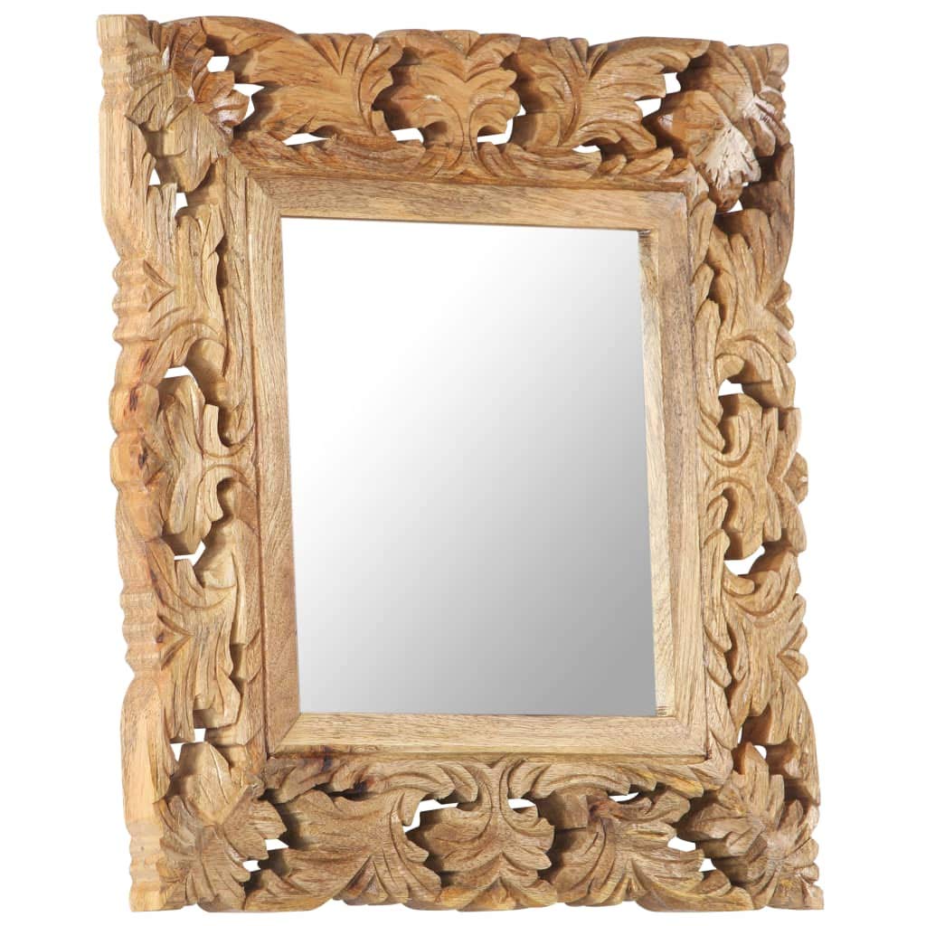 Hand Carved Brown Mirror 19.7