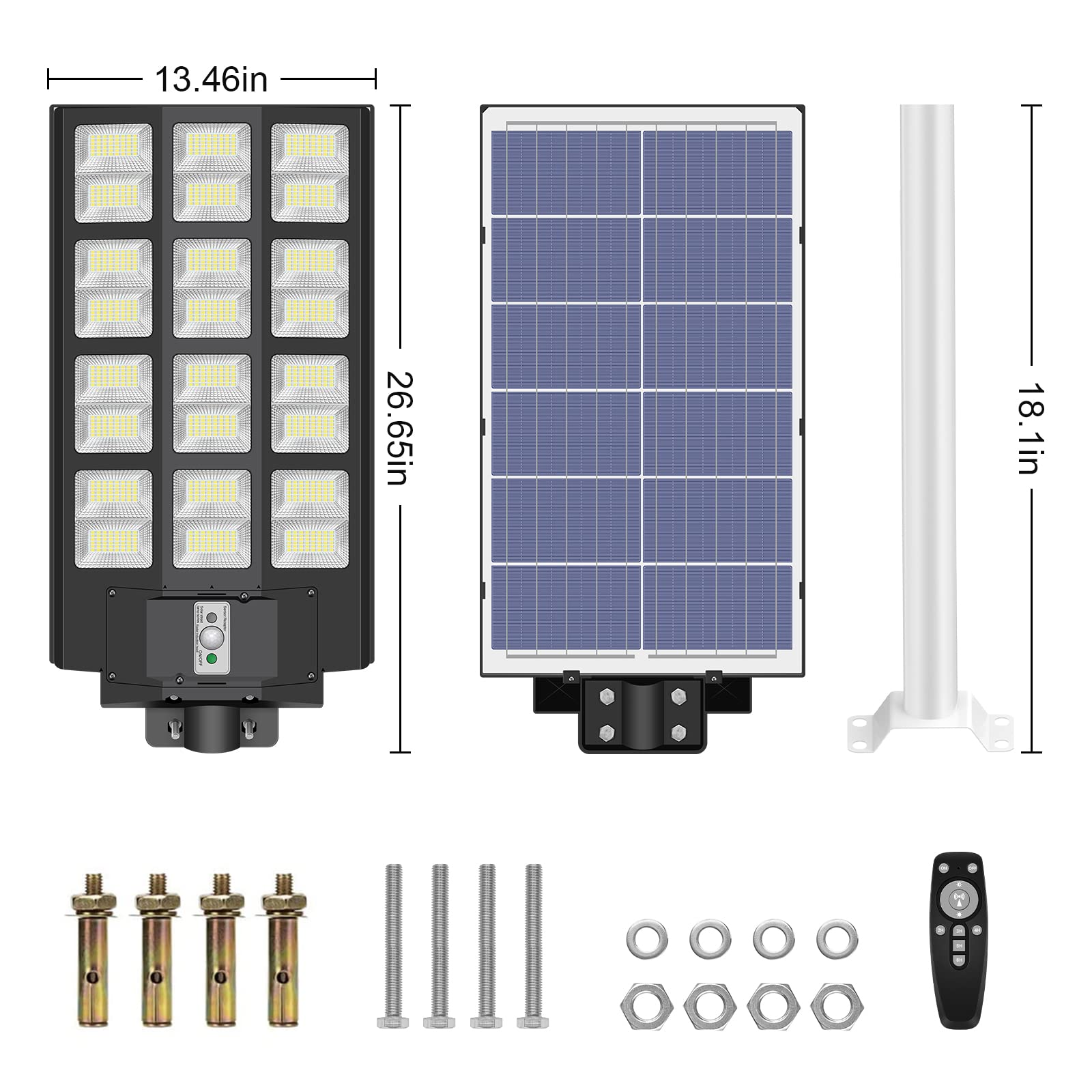 5000W LED Solar Street Light with Motion Sensor - 500000LM Super Bright, IP66 Waterproof Solar Security Flood Light - Outdoor Solar Lighting for Garden, Yard, Parking Lot (Dusk to Dawn Operation) - Perfect for Home Security, Pathway Illumination & Large Area Lighting