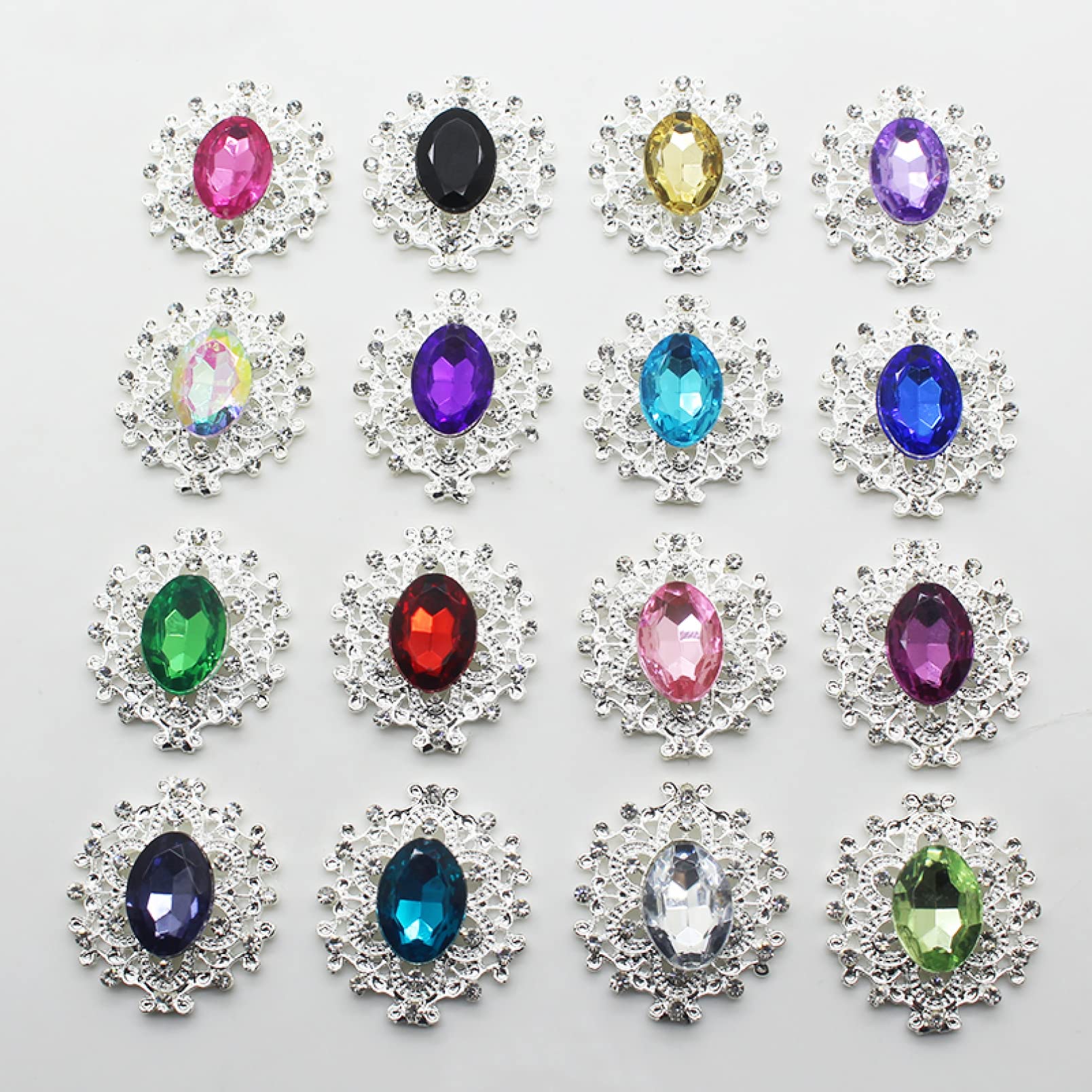 20Pcs Metal Buttons with Rhinestones - 16 Color Alloy DIY Sewing Accessories for Wedding Dresses, Women's Clothing & Fashion Decor - Perfect for Bridal Gowns, Jackets, Handbags & DIY Craft Projects