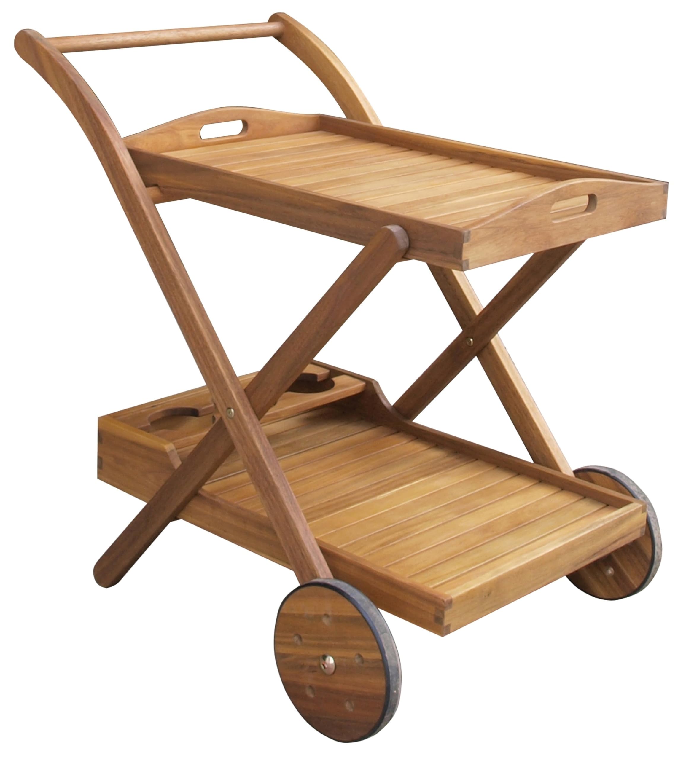 Leigh Country TX 36390 Wooden Serving Cart with Removable Tray - Rustic Brown Kitchen & Dining Utility Cart for Entertaining, Bar, Living Room or Outdoor Use