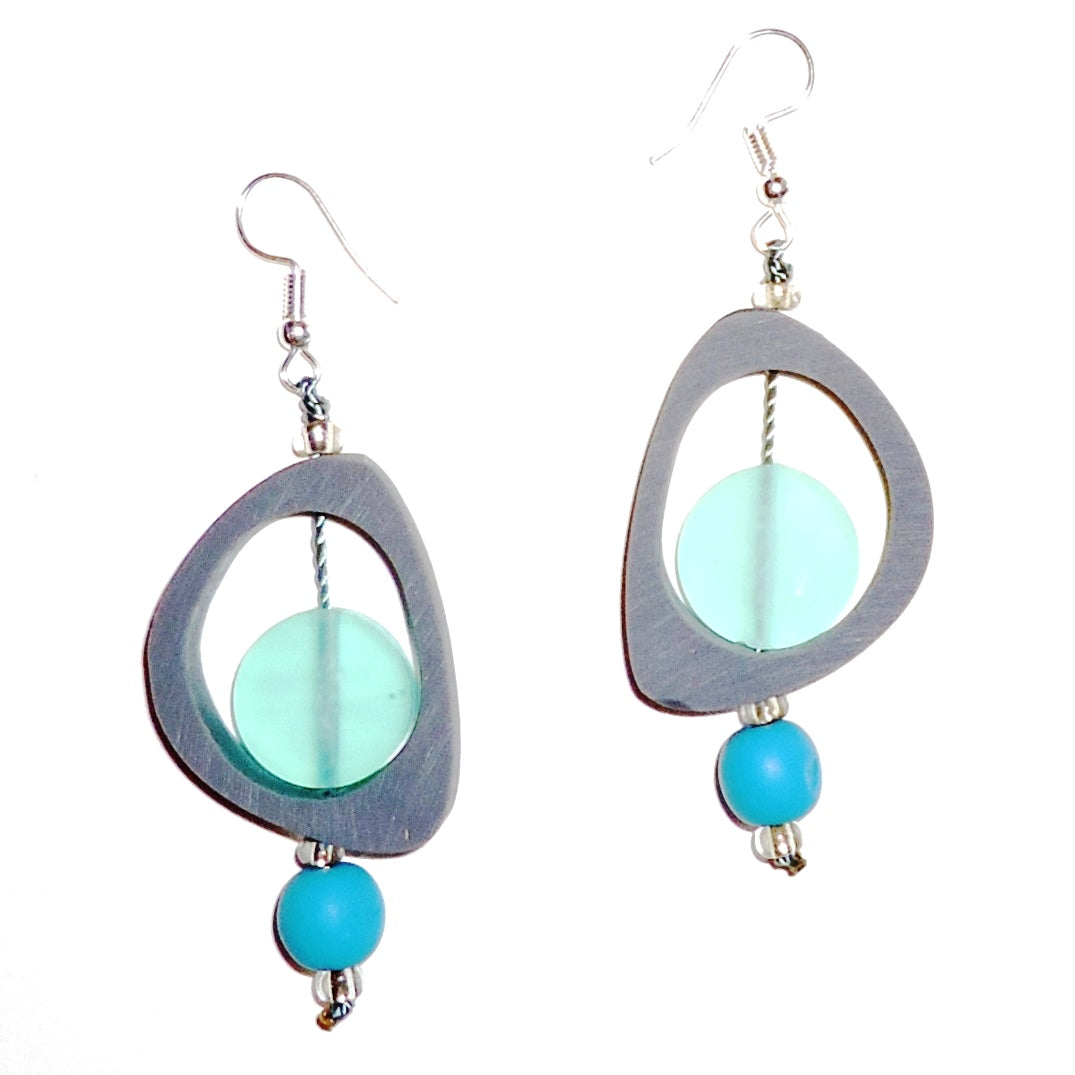 Stylish Gray Ovoid Resin Earrings for Women - Lightweight Dangle Drop Earrings for Casual Wear, Office & Special Occasions