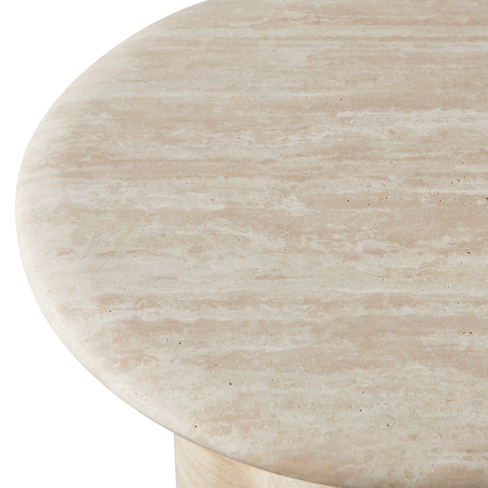 Porto Travertine Round Side Table - Natural Stone Accent Table for Living Room, Patio & Bedroom | Durable & Stylish Home Decor