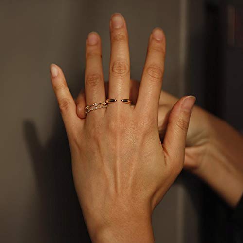 14K Gold Open Cuff Ring - Minimalist Solid Gold Stackable Ring for Women | 10K & 14K Yellow Gold Layering Jewelry | Perfect for Everyday Wear, Stacking & Special Occasions