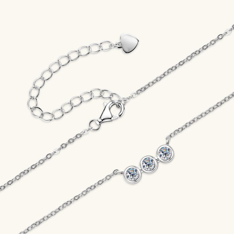 Triple Blessings Premium Moissanite Pendant Necklace - Elegant Jewelry Gift for Women, Bridesmaids & Special Occasions | Perfect for Weddings, Anniversaries & Birthday Celebrations
