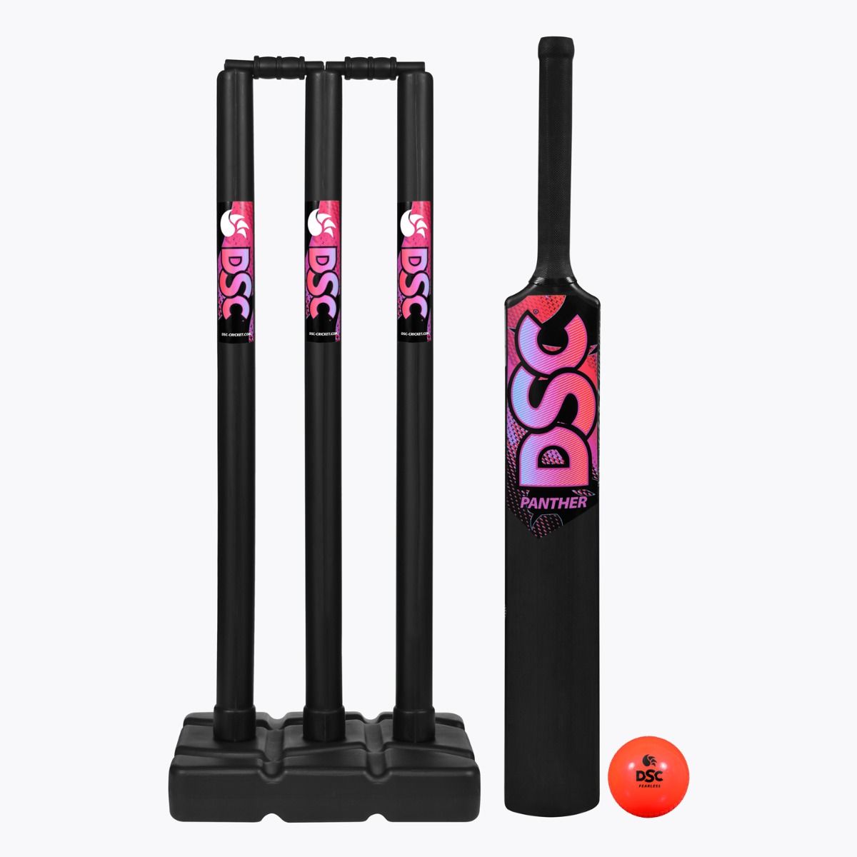 DSC Panther Cricket Plastic Set for Kids - Junior Cricket Bat, Ball & Stumps - Perfect for Backyard Cricket Practice & Outdoor Sports Fun