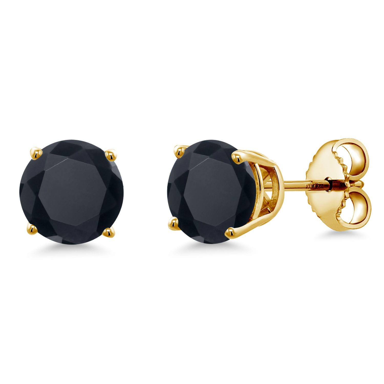 Gem Stone King 18K Yellow Gold Plated Sterling Silver 6MM Round Birthstone Stud Earrings for Women & Men | Personalized Zodiac Jewelry Gift for Birthday, Anniversary & Special Occasions