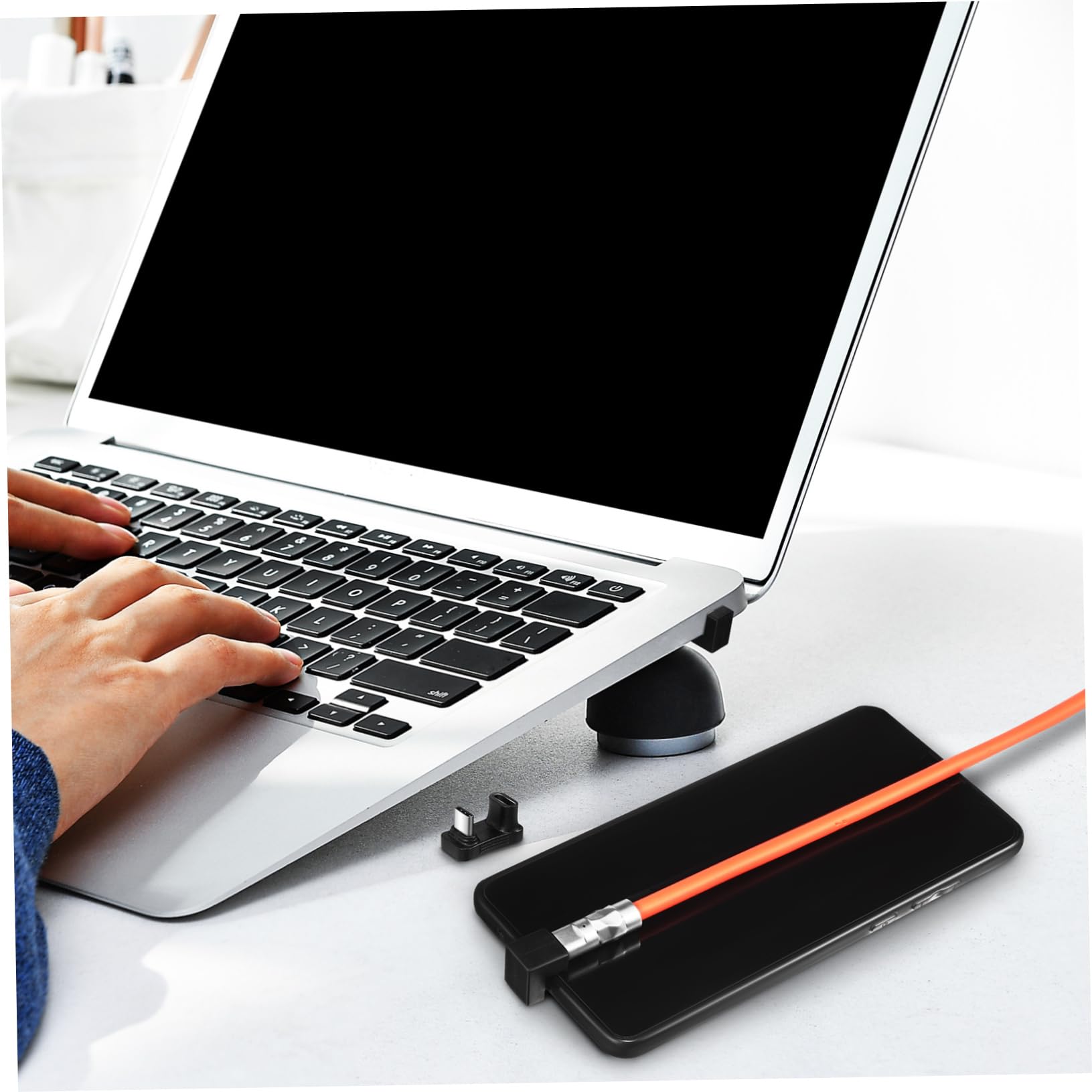 Gatuida 180 Degree USB C Adapter - Angled USB C Extender for Laptops, Smartphones, Tablets - Perfect for Tight Spaces & Charging Stations (Space Gray)