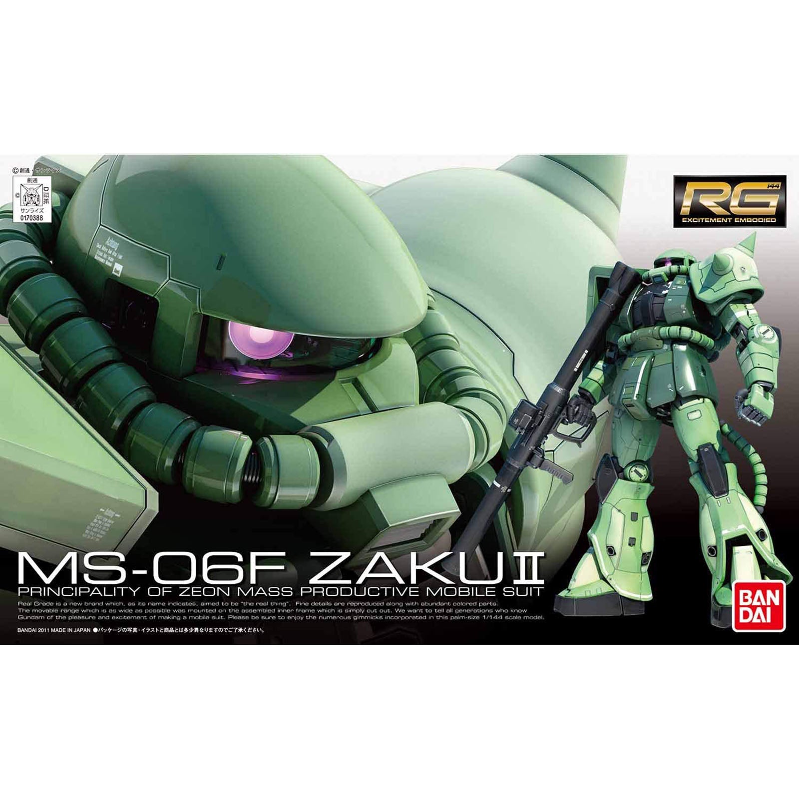 Bandai Gundam MS-06F Zaku II HG 1/144 Scale Model Kit - Perfect for Anime Fans & Collectors - Build & Display for Home Decor or Gift Giving