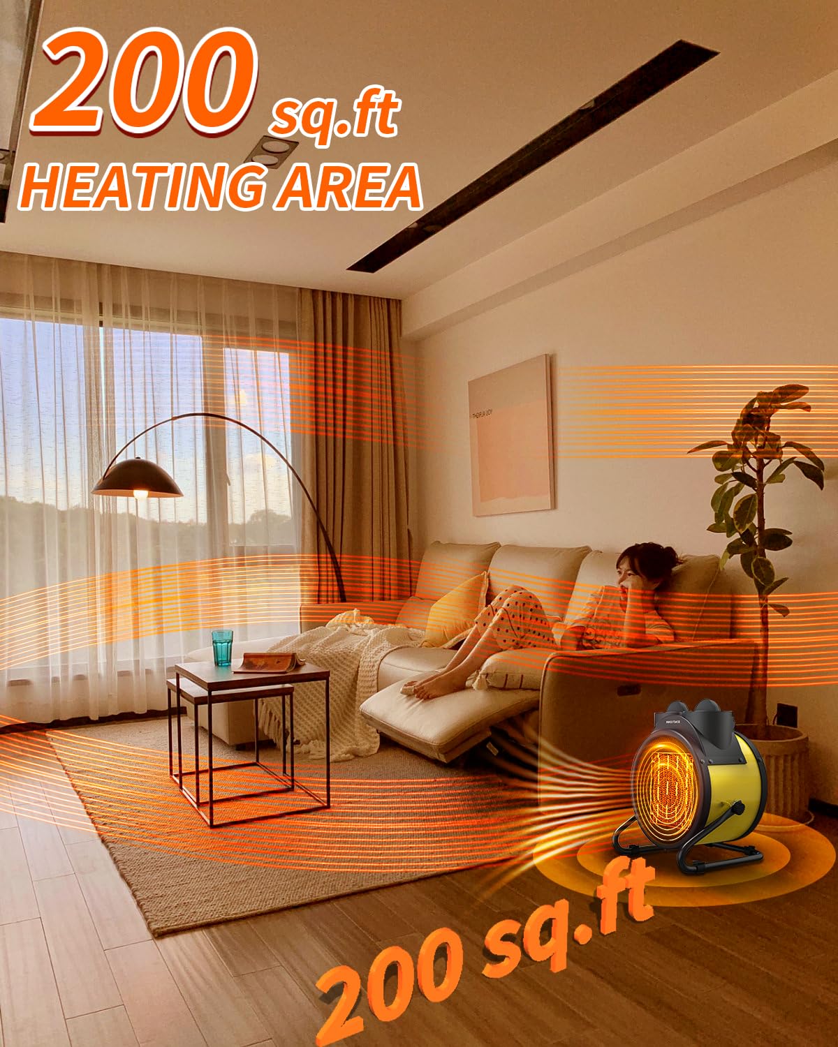 Portable Electric Patio Heater with Adjustable Thermostat - PTC Fast Heating Ceramic Space Heater for Greenhouse, Garage, Office & Workplace | Durable Metal Base | Ideal for Outdoor Patio, Indoor Workspaces & Winter Heating