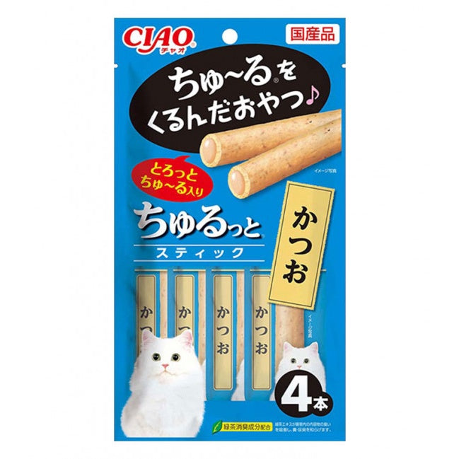 Premium Ciao Churutto Stick Wet Cat Treats - 7g x 4 Pack - Delicious & Nutritious Snacks for Cats - Perfect for Training, Rewards & Bonding with Your Feline Friend
