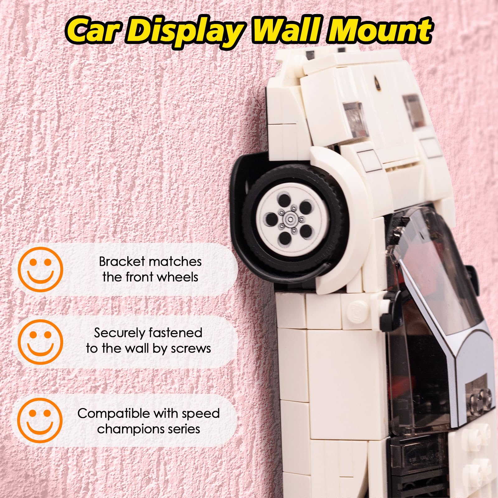 10 PCS Steel Wall Mount for Lego Speed Champions Cars | Durable Display Stand for Car Models | Perfect for Showcasing Collections in Home, Office, or Garage