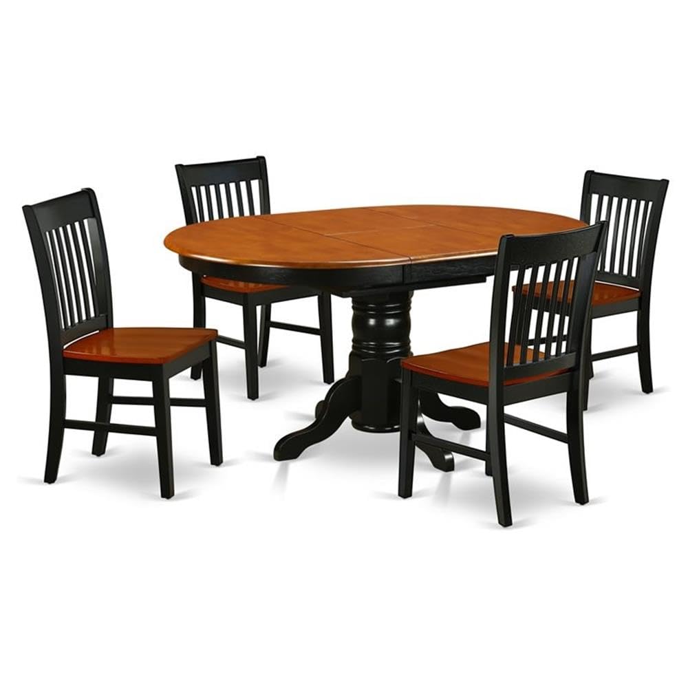 East West Furniture KENO5-BCH-W 5-Piece Black & Cherry Dining Set with 42x60 Inch Oval Table & 4 Chairs - Perfect for Small Kitchens, Breakfast Nooks & Compact Dining Spaces