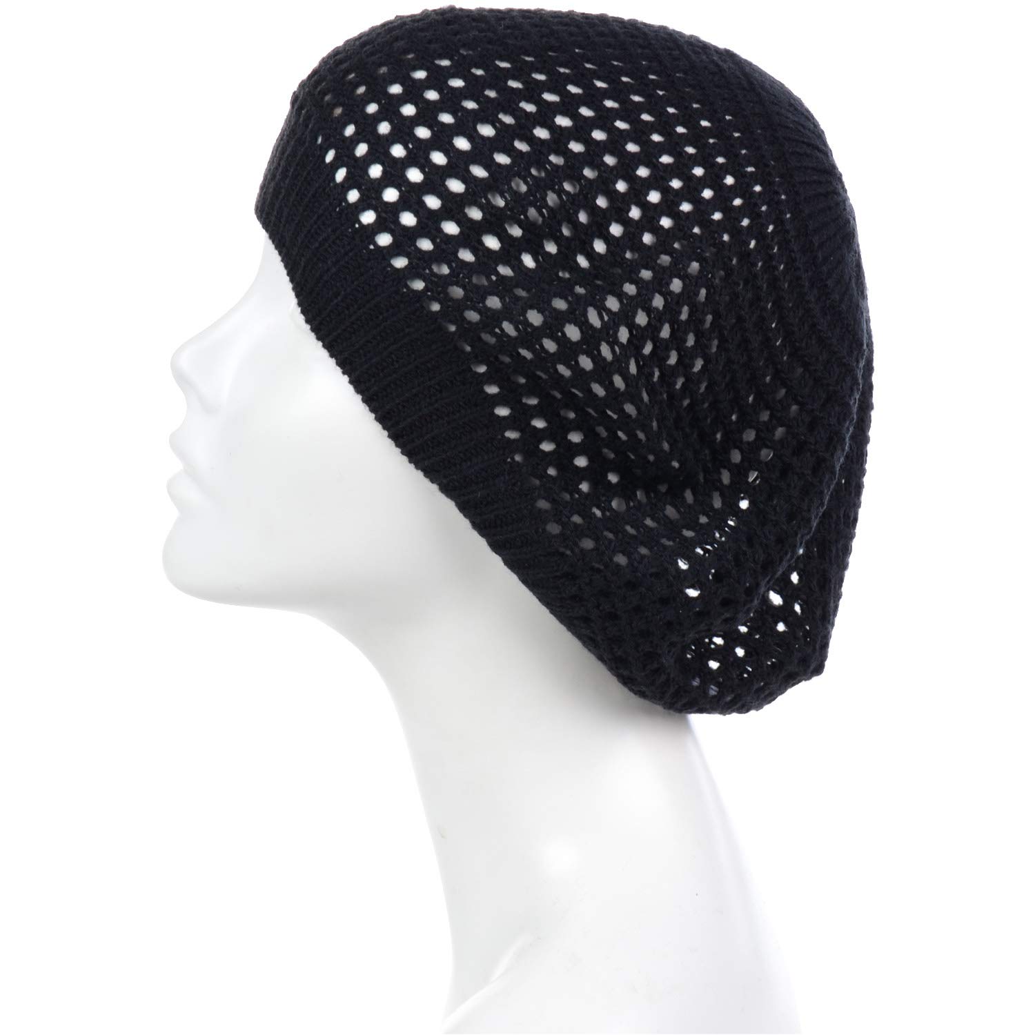 Women's Crochet Flower Beanie Hat - Lightweight Knit Beret with Cutout Design - Fashionable Winter Cap for Women - Perfect for Outdoor Activities, Travel & Casual Wear