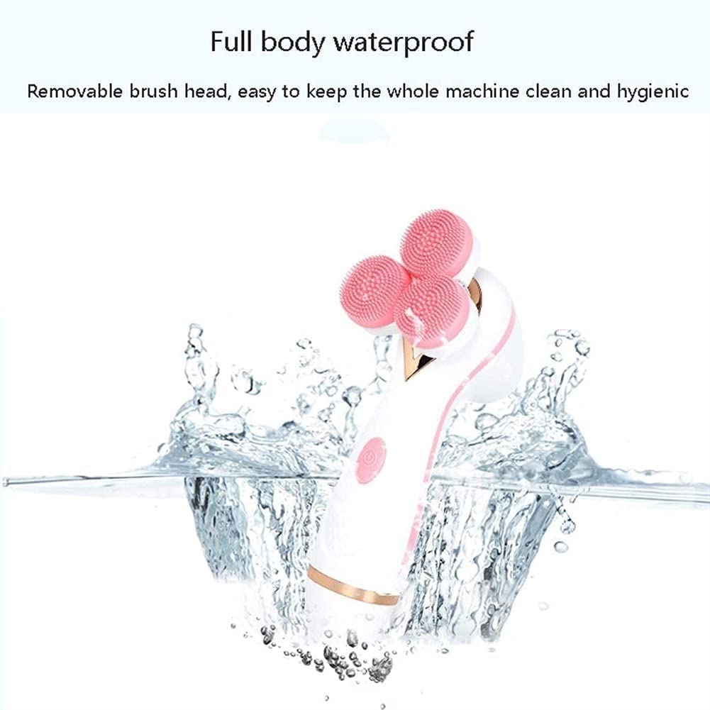 Waterproof Electric Facial Cleansing Brush - Rechargeable Spin Brush with 3 Modes & 3 Brush Heads for Exfoliating, Massaging & Blackhead Removal | Pink | Perfect for Daily Skincare Routine & Spa-Like Experience at Home