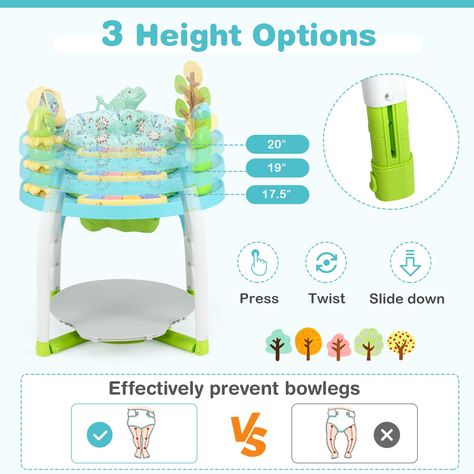 BABY JOY 5-in-1 Baby Activity Center with Removable Toys, Lights & Music - Adjustable Baby Jumper and Bouncer for Boys & Girls 6-36 Months - Interactive Play Center for Toddlers - Perfect for Playtime, Learning & Development (Blue)