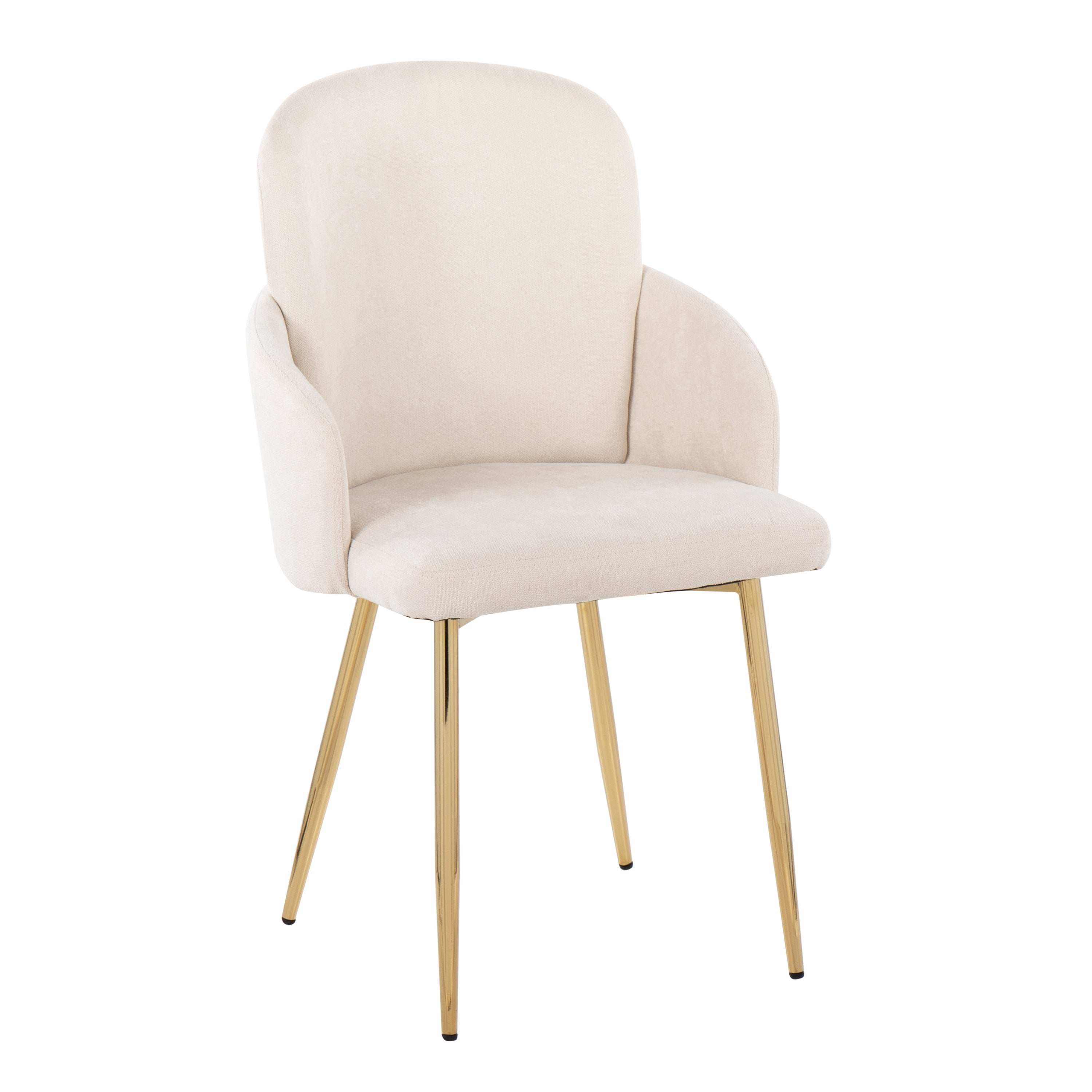 LumiSource Dahlia Modern Dining Chairs - Set of 2 Gold Metal Frame Cream Fabric Upholstery with Chrome Accents | Elegant Kitchen Dining Room Furniture for Home & Restaurant Decor