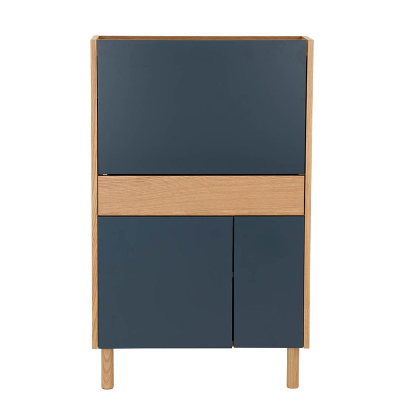 BARTON Study Desk 71cm Height - Blue & Natural Wooden Computer Desk for Home Office, Dorm Room, and Small Spaces
