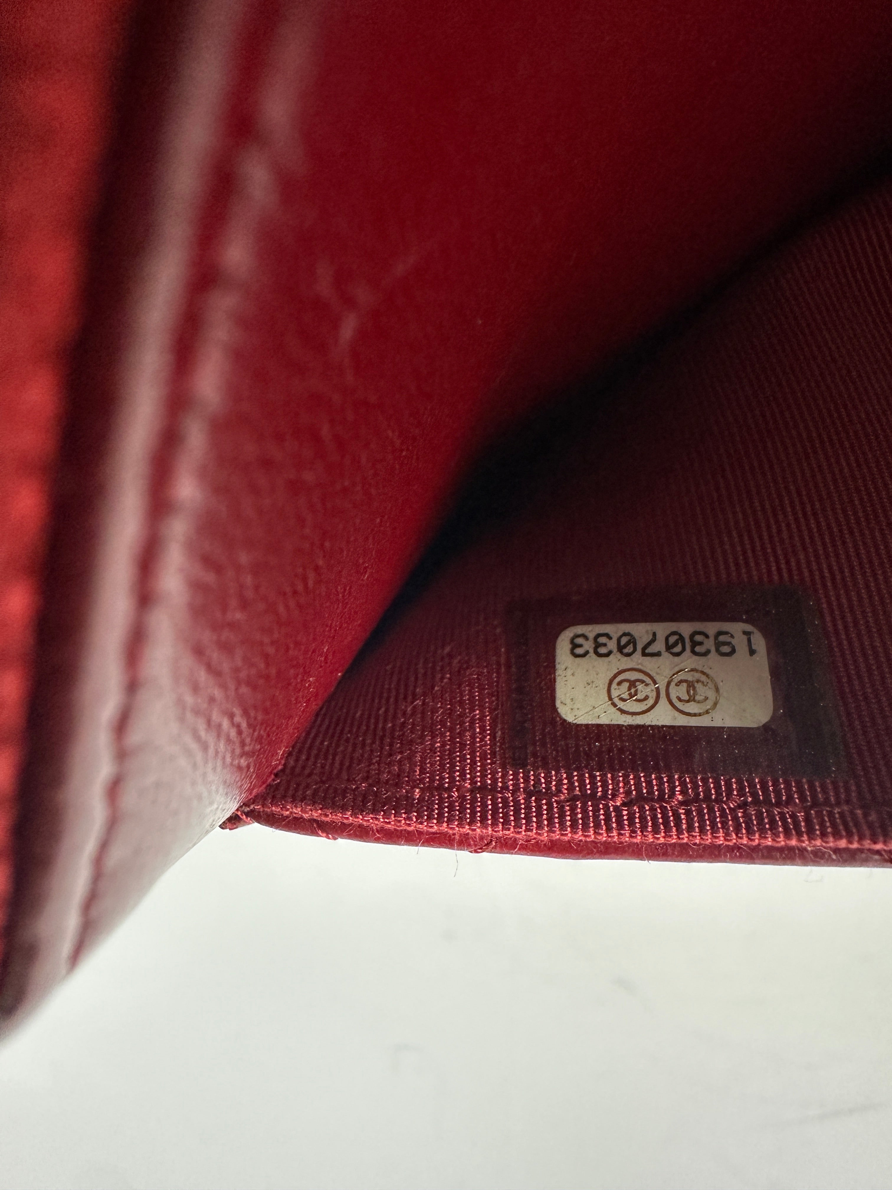 Chanel Dark Red Quilted Leather Classic Wallet on Chain with Silver Hardware - Elegant Crossbody Bag for Women, Perfect for Evening Parties & Date Nights