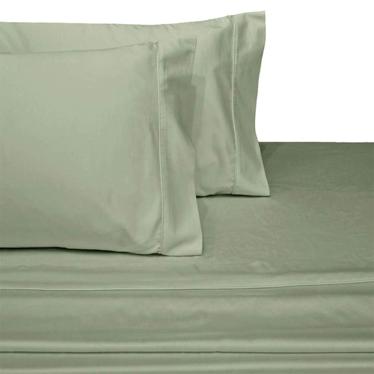 Abripedic King Size Waterbed Sheets - 100% Cotton Cooling Sateen Weave, Sage Green Solid Color | Ultra Soft Bedding for Waterbeds, Perfect for Hot Sleepers & Allergy Relief