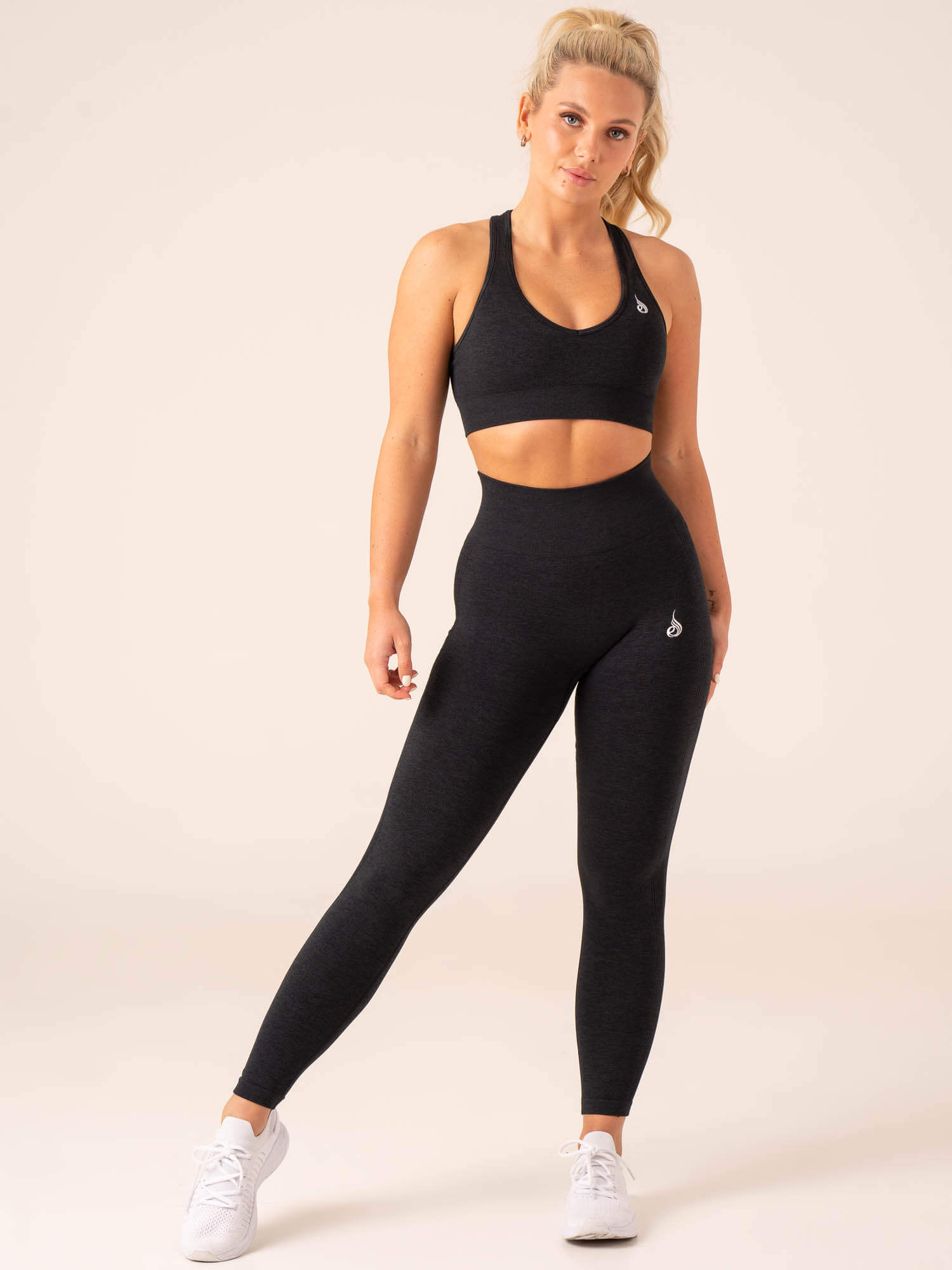 Aspire Seamless Leggings for Women - High Waisted Yoga Pants, Tummy Control Workout Leggings - Black Marl - Perfect for Yoga, Gym, Running & Everyday Wear