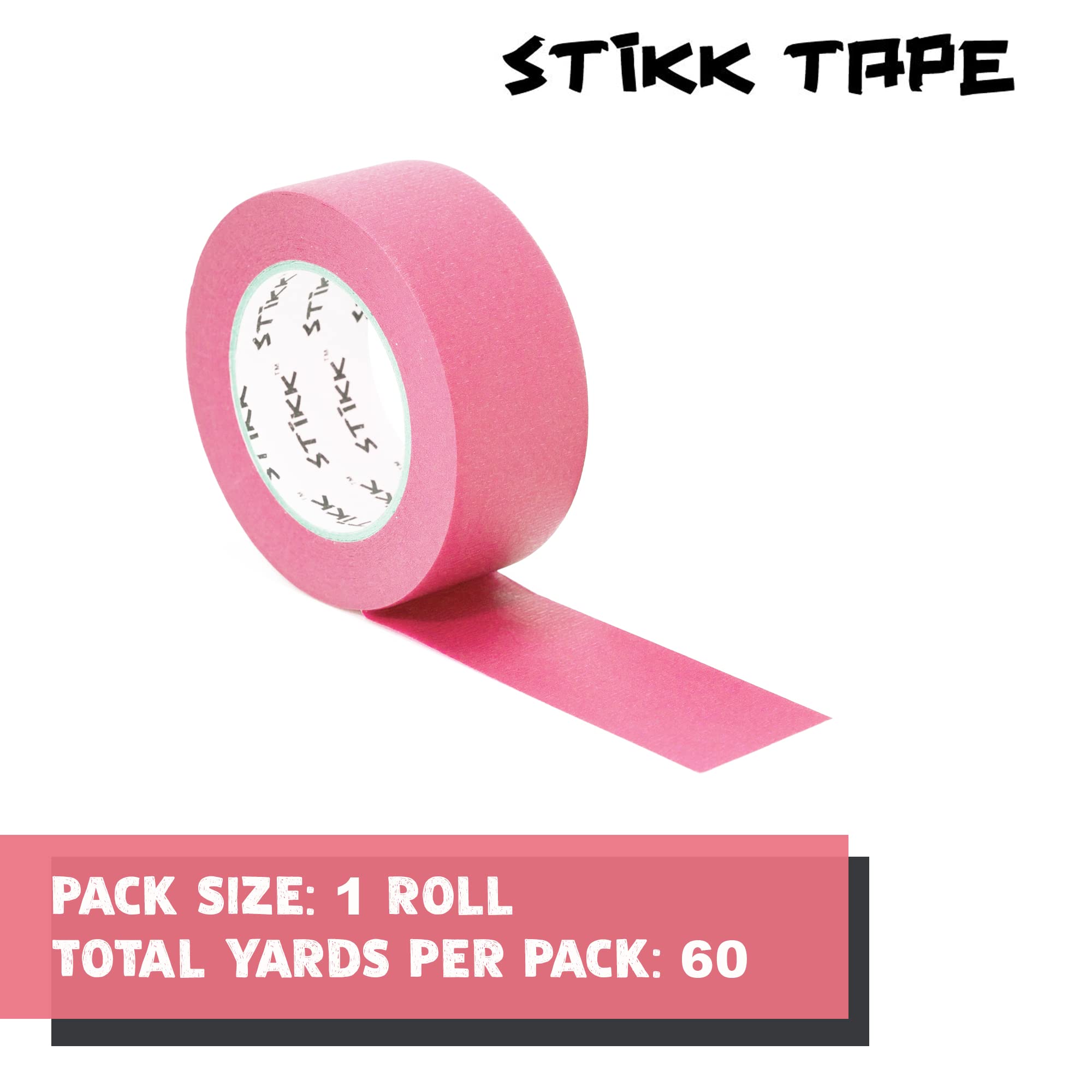 STIKK Pink Painter's Tape - 2 Inch x 60 Yards (1 Pack) - Residue-Free Masking Tape for Painting Edges, Trim & Ceilings - Perfect for DIY Home Projects, Wall Art & Professional Painting Jobs