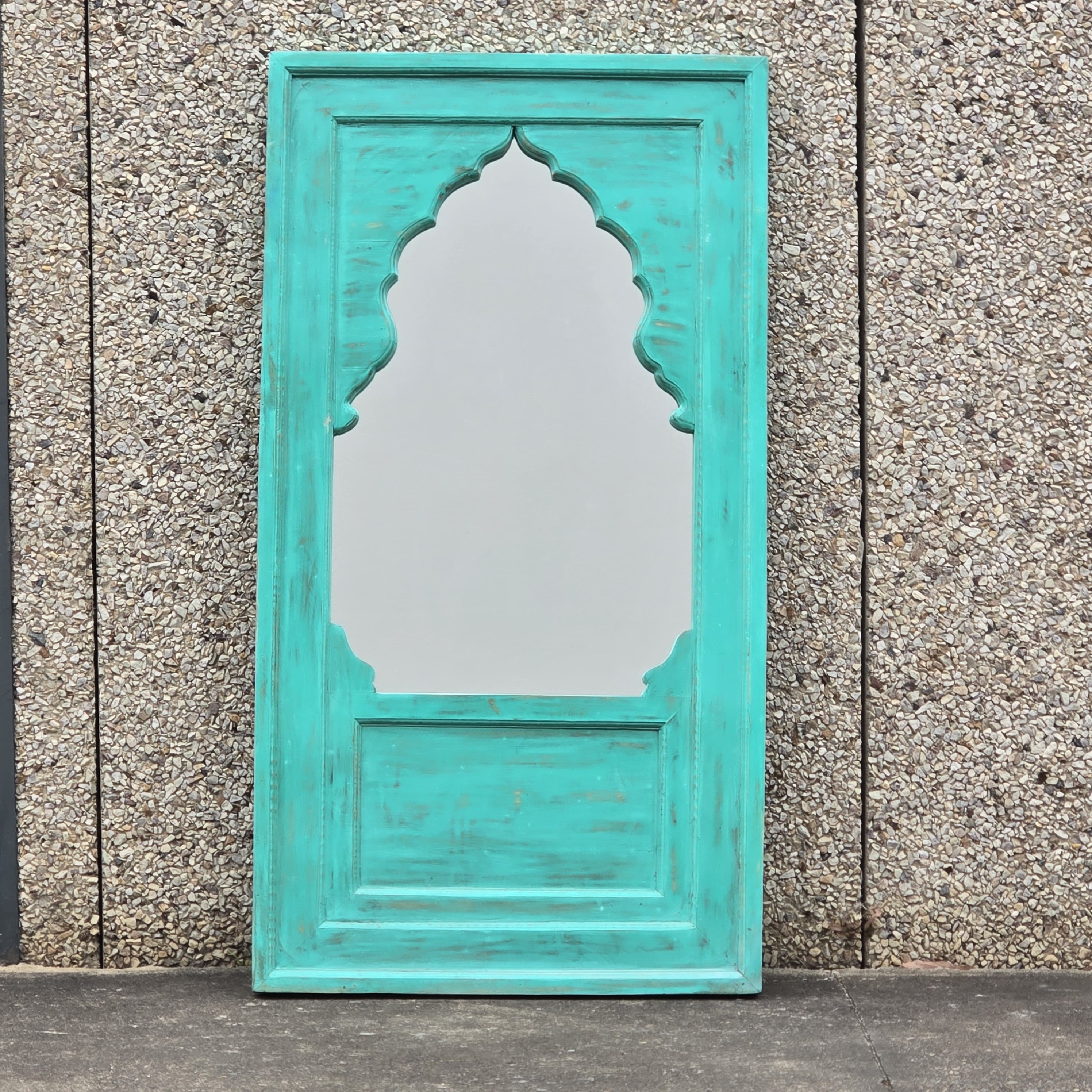 Handcrafted Indian Wooden Wall Mirror Frame - 80x5x150cm Carved Wood Wall Decor for Living Room, Bedroom & Entryway - Traditional Ethnic Home Decor & Feng Shui Mirror