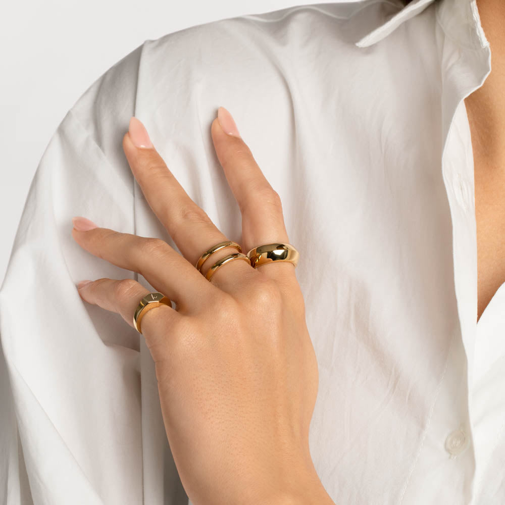 Personalized Engravable Hexagon Signet Pinky Ring in 14K Gold - Perfect for Gifts, Weddings & Special Occasions