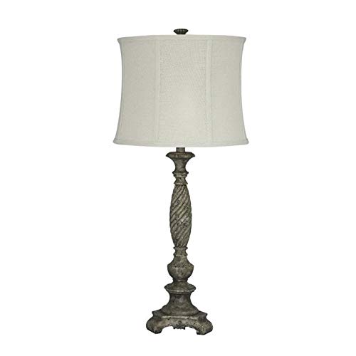 BOWERY HILL Poly Table Lamp in Antique Gray - Vintage Style Bedside Lamp for Living Room, Bedroom & Office Decor - Perfect for Reading, Nightstand Lighting & Home Accents