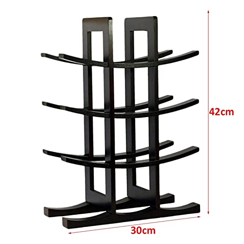 Black Wooden Bamboo Wine Rack - Holds 12 Bottles for Kitchen, Bar & Dining Room Storage | Countertop Liquor Holder & Home Decor | Perfect for Wine Enthusiasts & Entertaining Guests