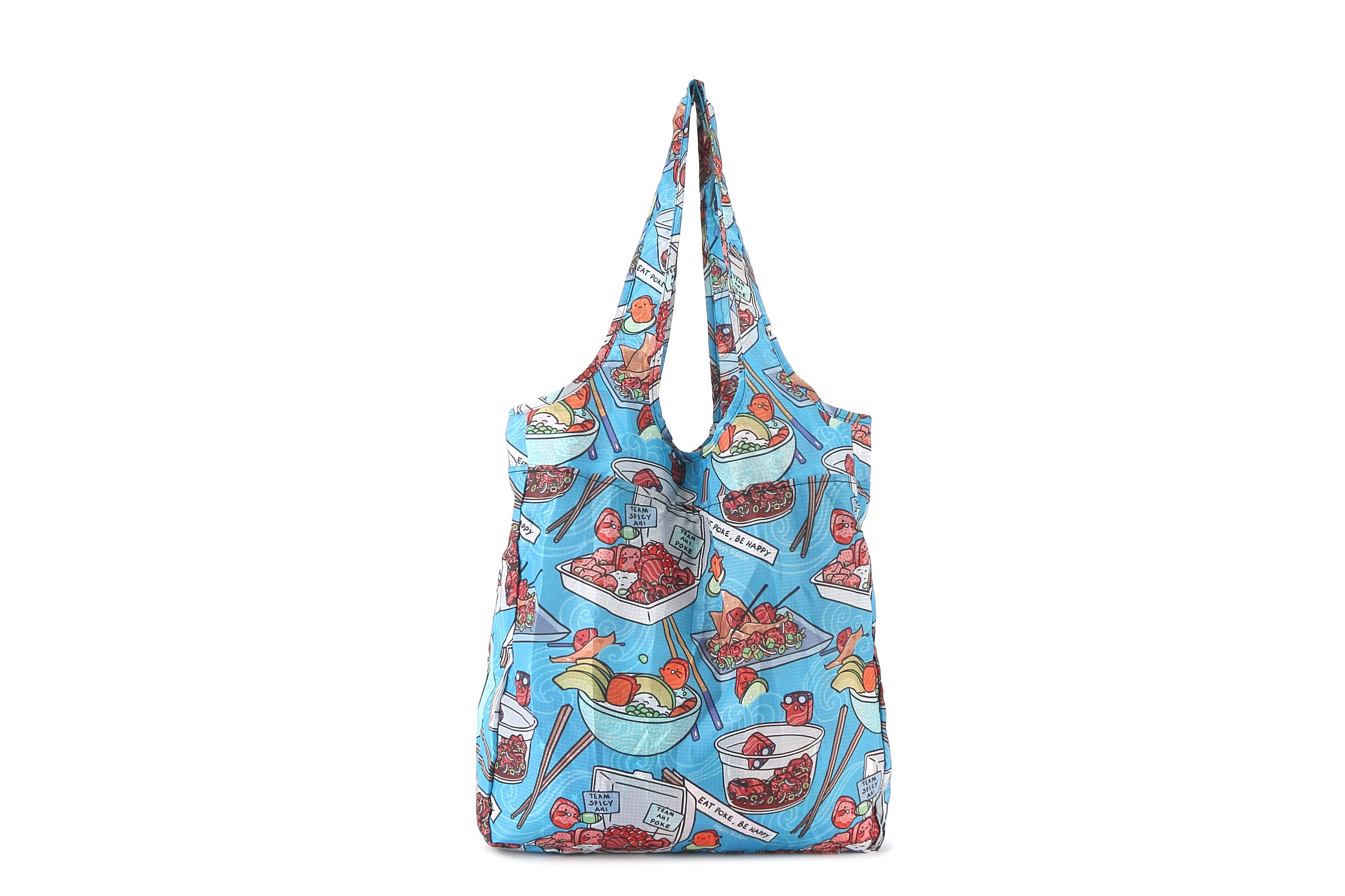 Foldable Reusable Shopping Bag - Jacqueline Poke Competition Blue - Perfect for Groceries, Travel & Beach Trips