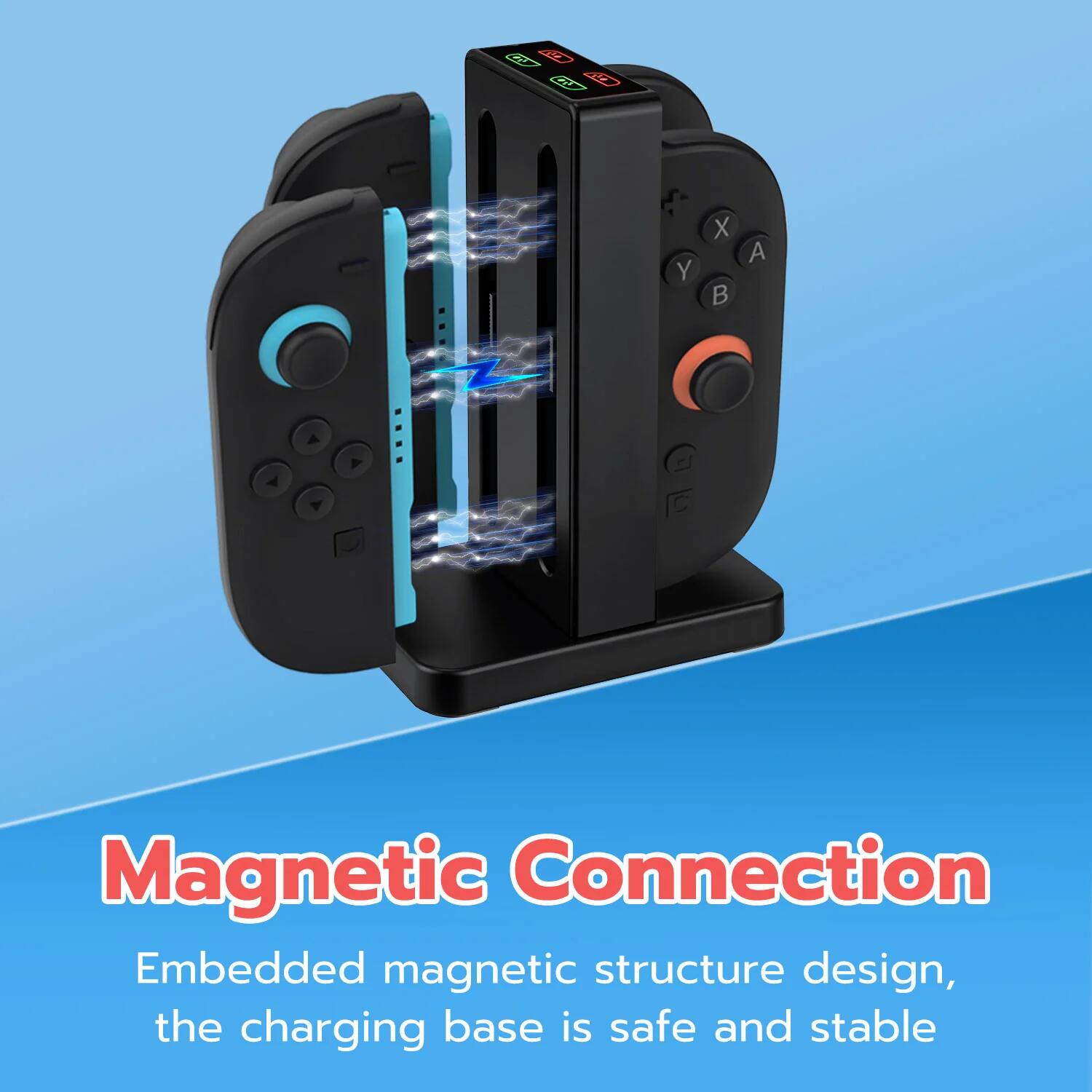 DOBE Charging Dock for Nintendo Switch & Switch OLED - Fast Charging Station for 2 Joy-Con Controllers (Black, TNS-3192B) | Perfect for Gaming Sessions & Travel Accessories