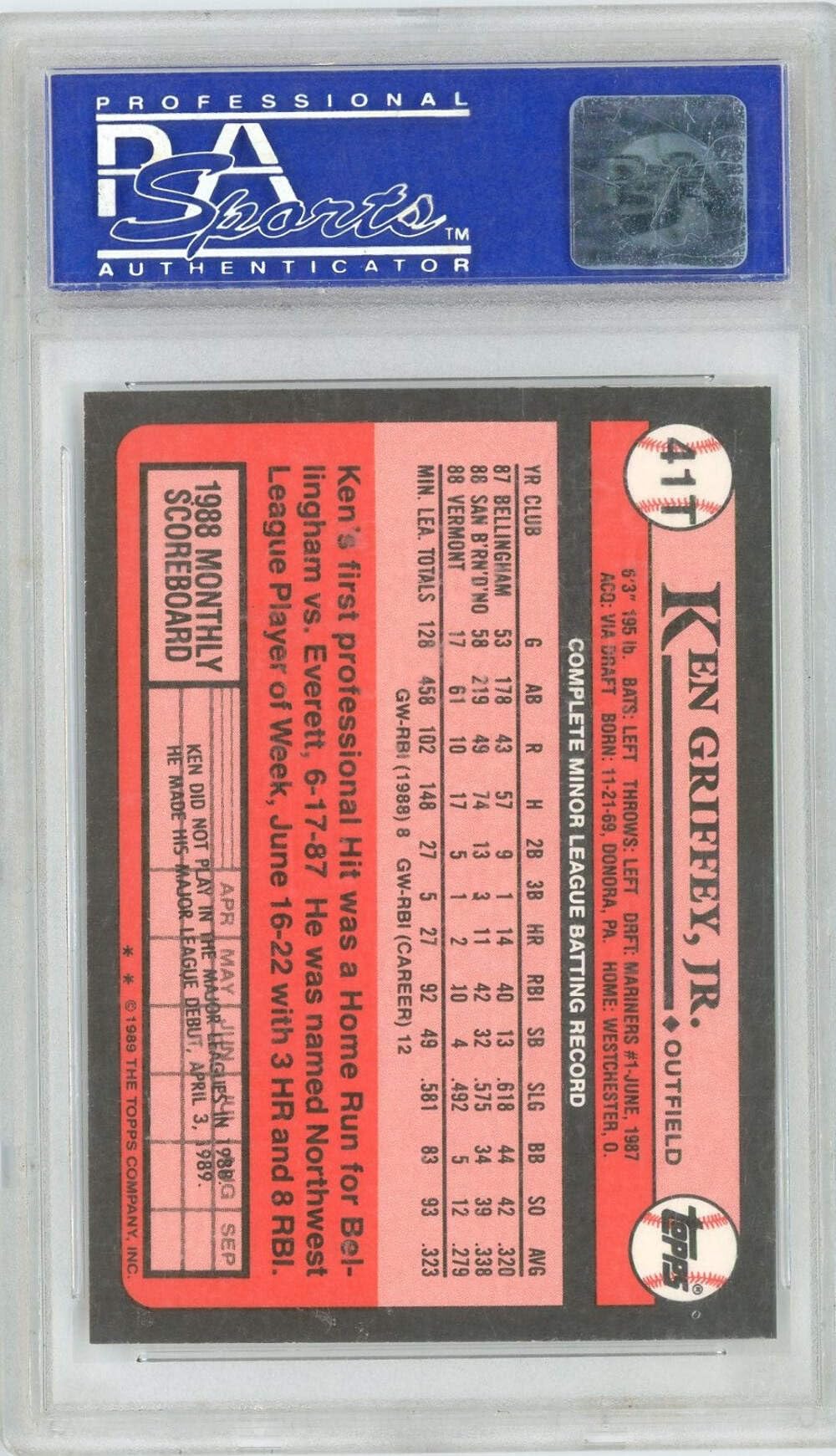 1989 Topps Traded Ken Griffey Jr. #41T Rookie Card PSA 9 Mint - Rare Baseball Collectible for Sports Memorabilia & Investment